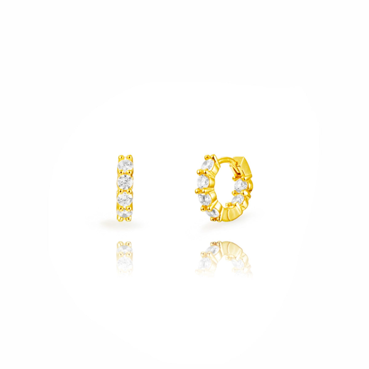 Aros con Cuatro Circonitas Redondas Pequeñas Oro - Piedra de Toque