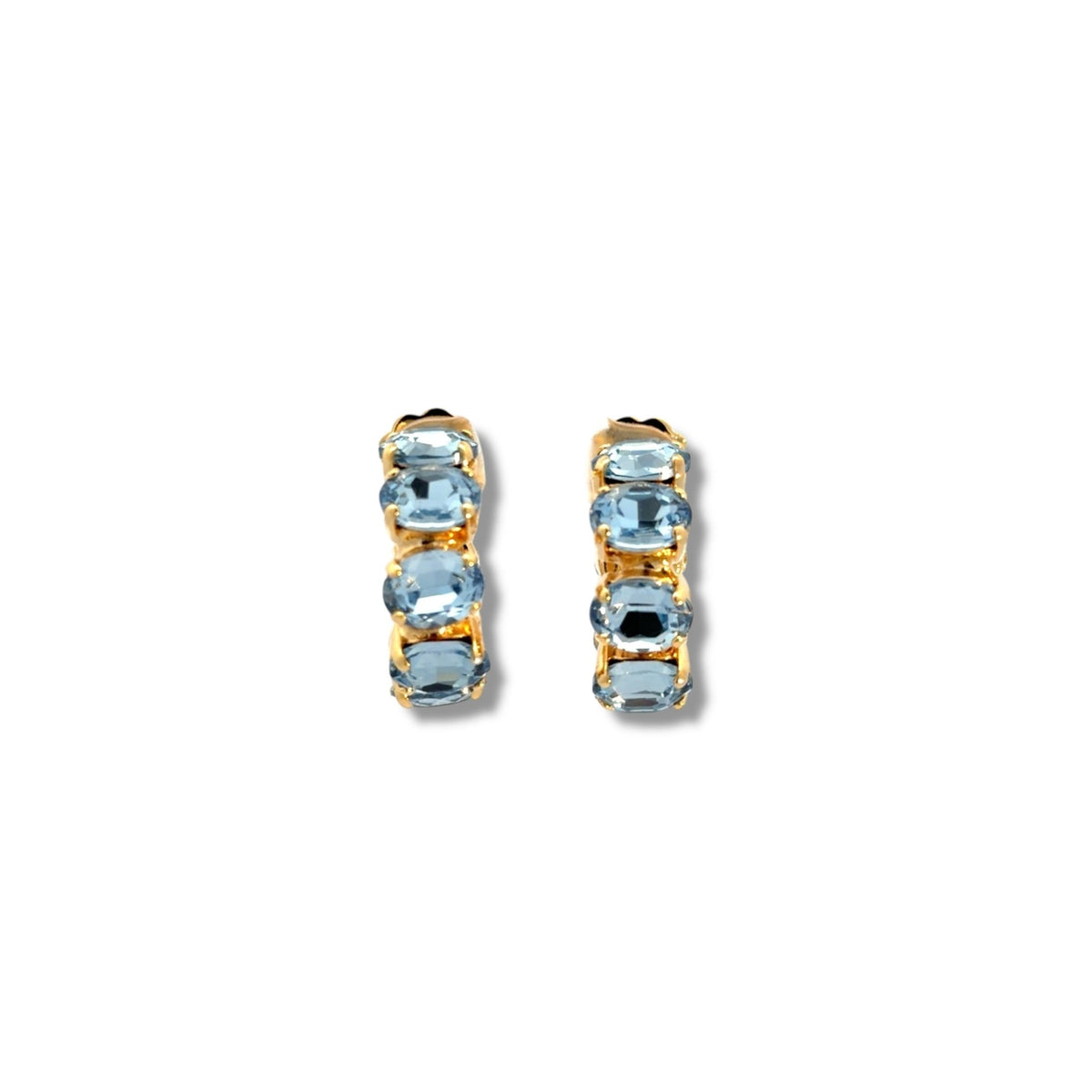 Aros Cristal Ovalado Zafiro Azul - Piedra de Toque