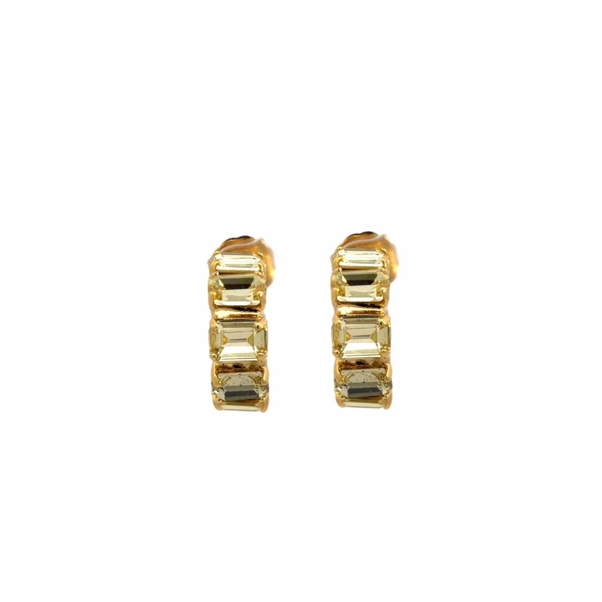 Aros Cristal Rectangular Amarillo Claro - Piedra de Toque