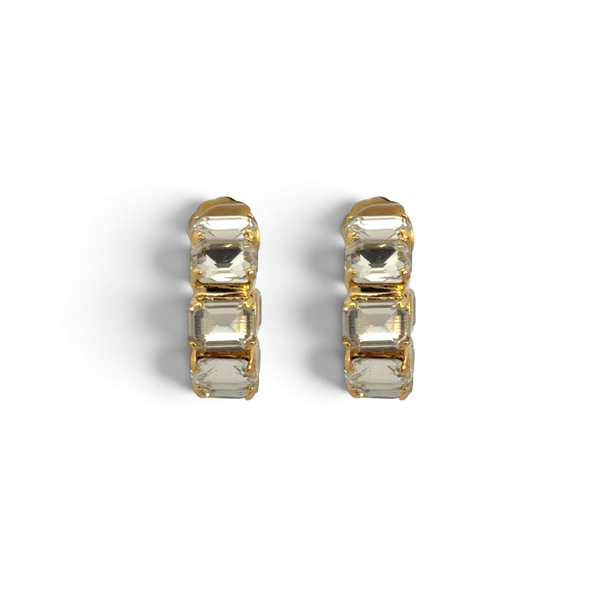 Aros Cristal Rectangular Cristal Oro - Piedra de Toque