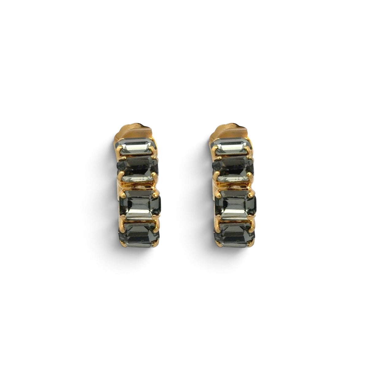 Aros Cristal Rectangular Diamante Negro - Piedra de Toque