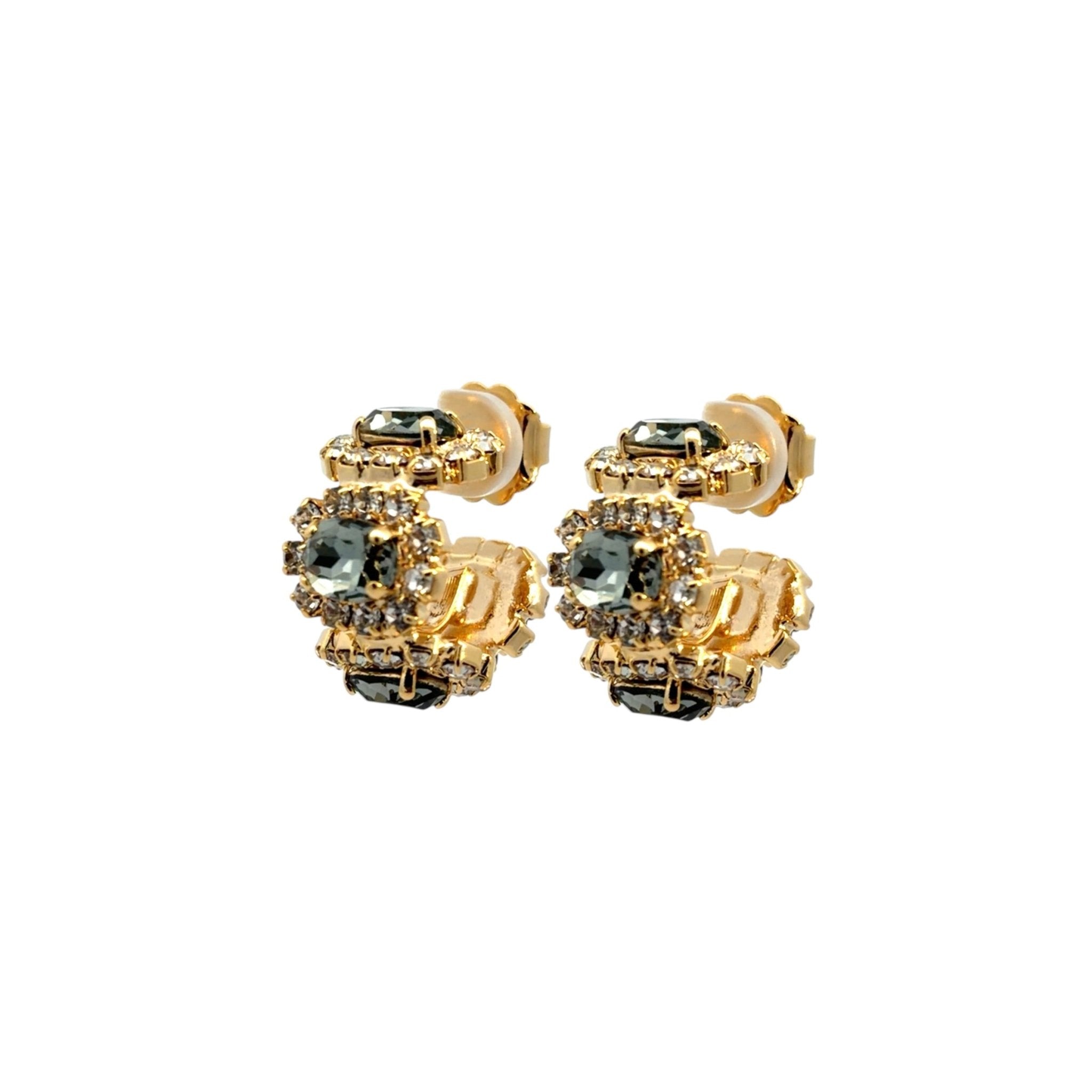Aros Imperial Diamante Negro y Cristal - Piedra de Toque