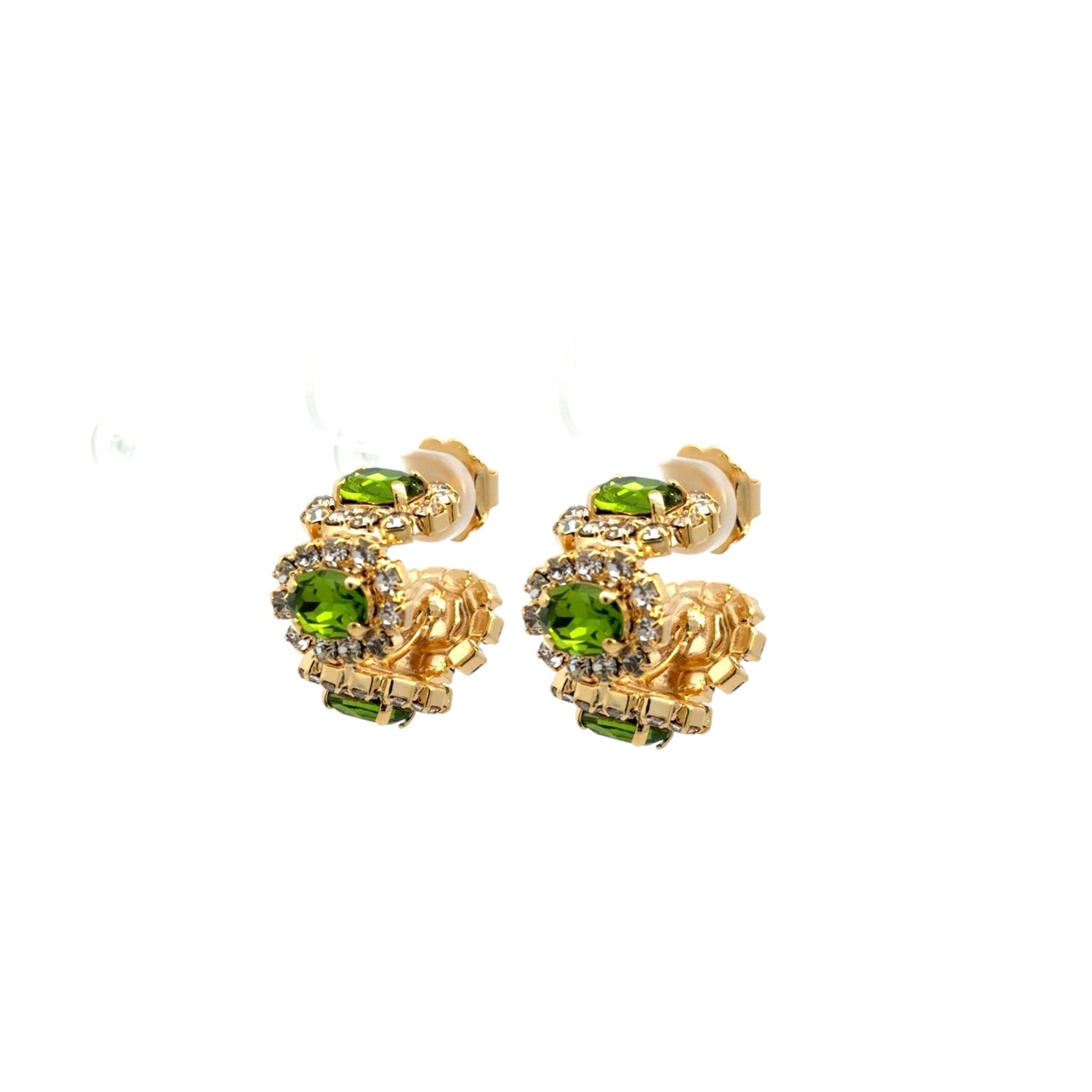 Aros Imperial Peridot y Cristal - Piedra de Toque