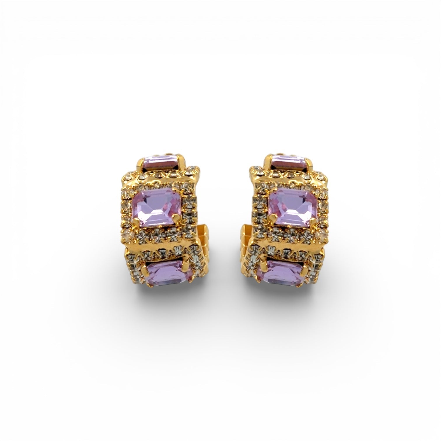 Aros Imperial Violeta y Cristal - Piedra de Toque