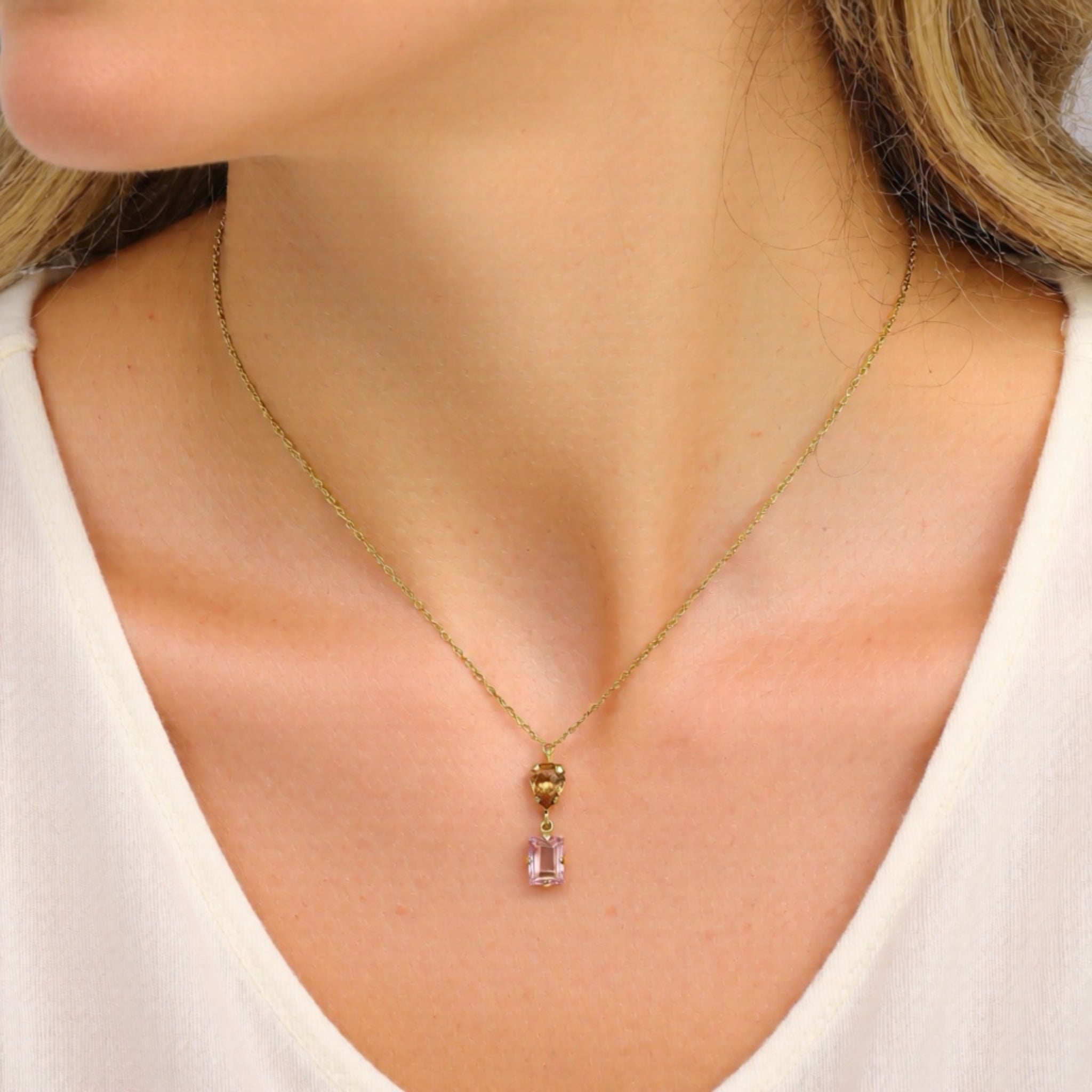 Collar Champagne y Amatista Clara - Piedra de Toque