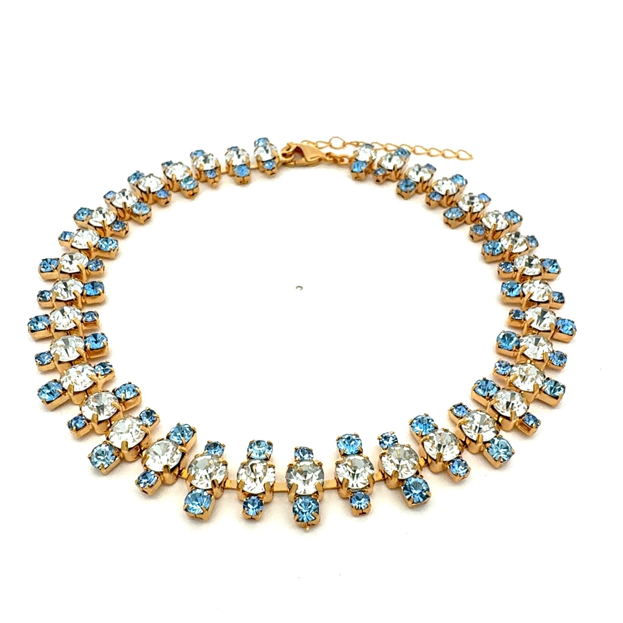 Collar Cristales Azul y Blanco - Piedra de Toque