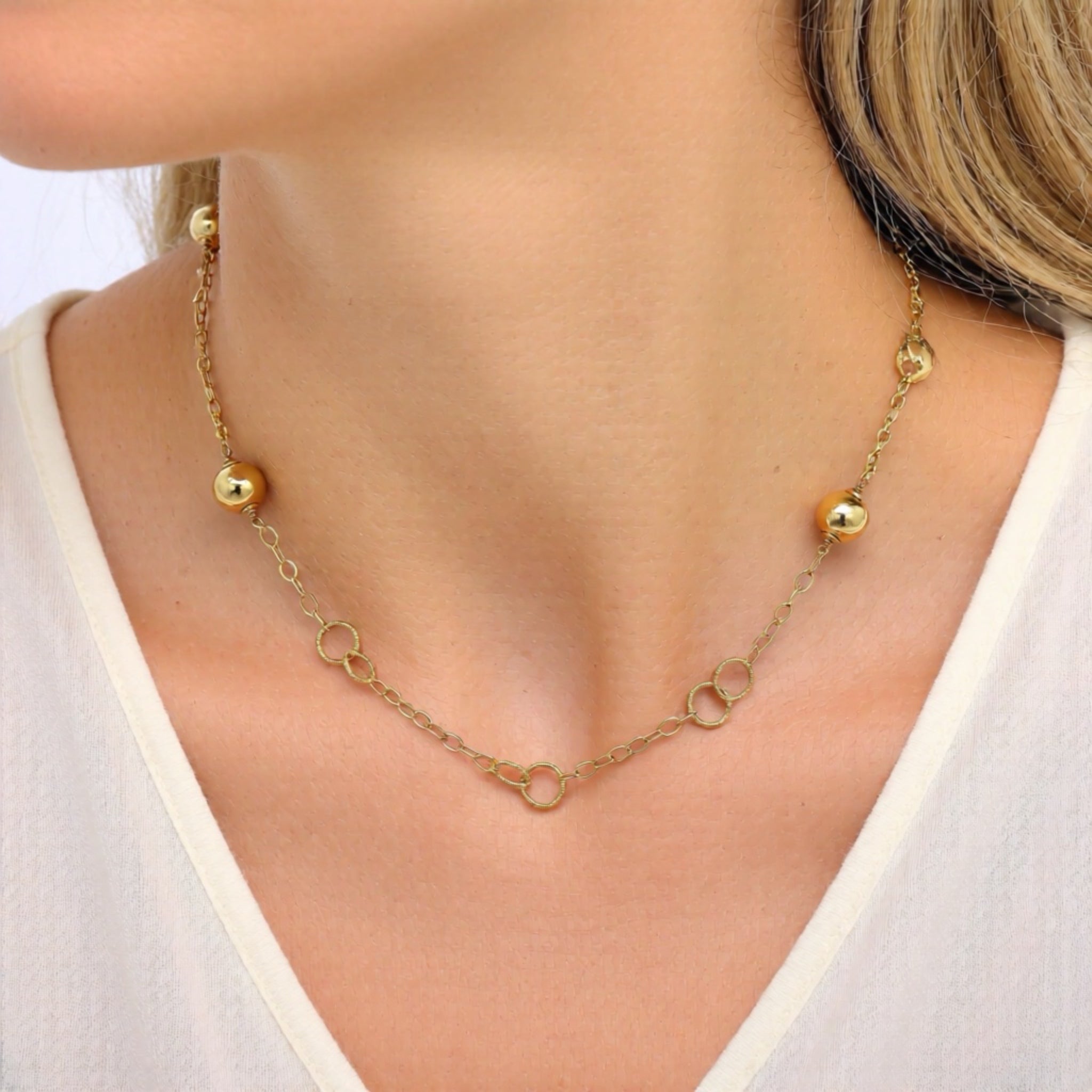 Collar Eslabones y Bolas - Piedra de Toque