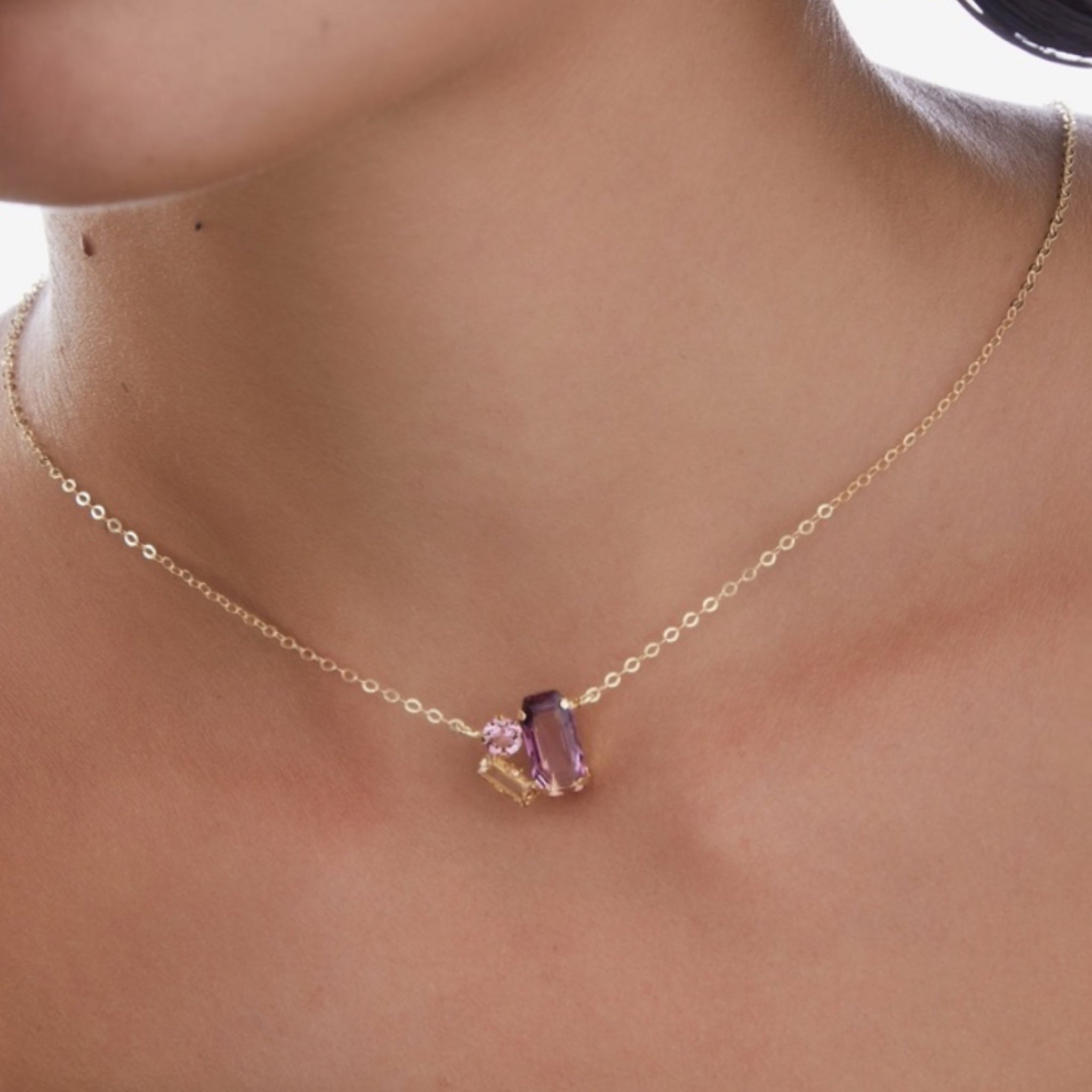 Collar Geométricos Burdeos, Rosado y Champagne - Piedra de Toque