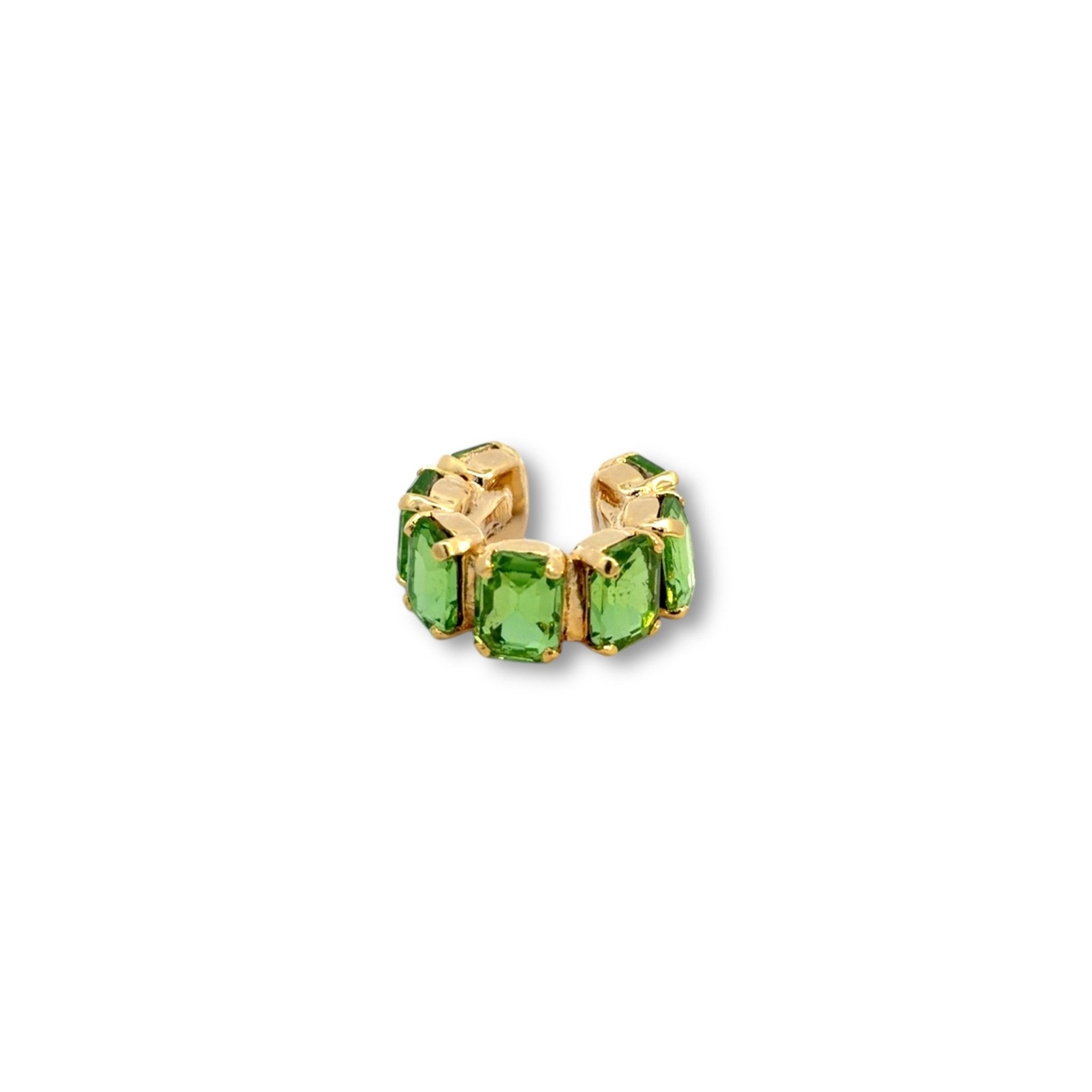 Ear Cuff Cuadrados Verde Claro - Piedra de Toque