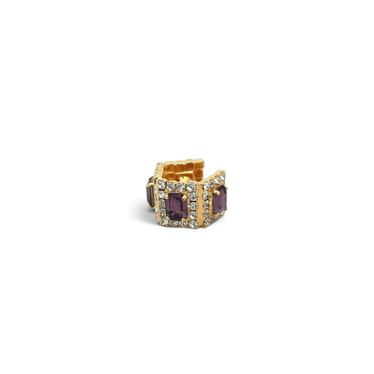 Ear Cuff Doble Cuadrados Amatista - Piedra de Toque