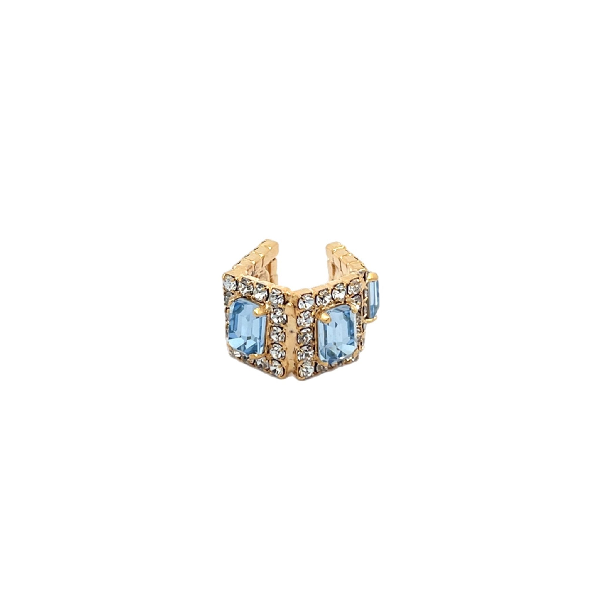 Ear Cuff Doble Cuadrados Azul - Piedra de Toque