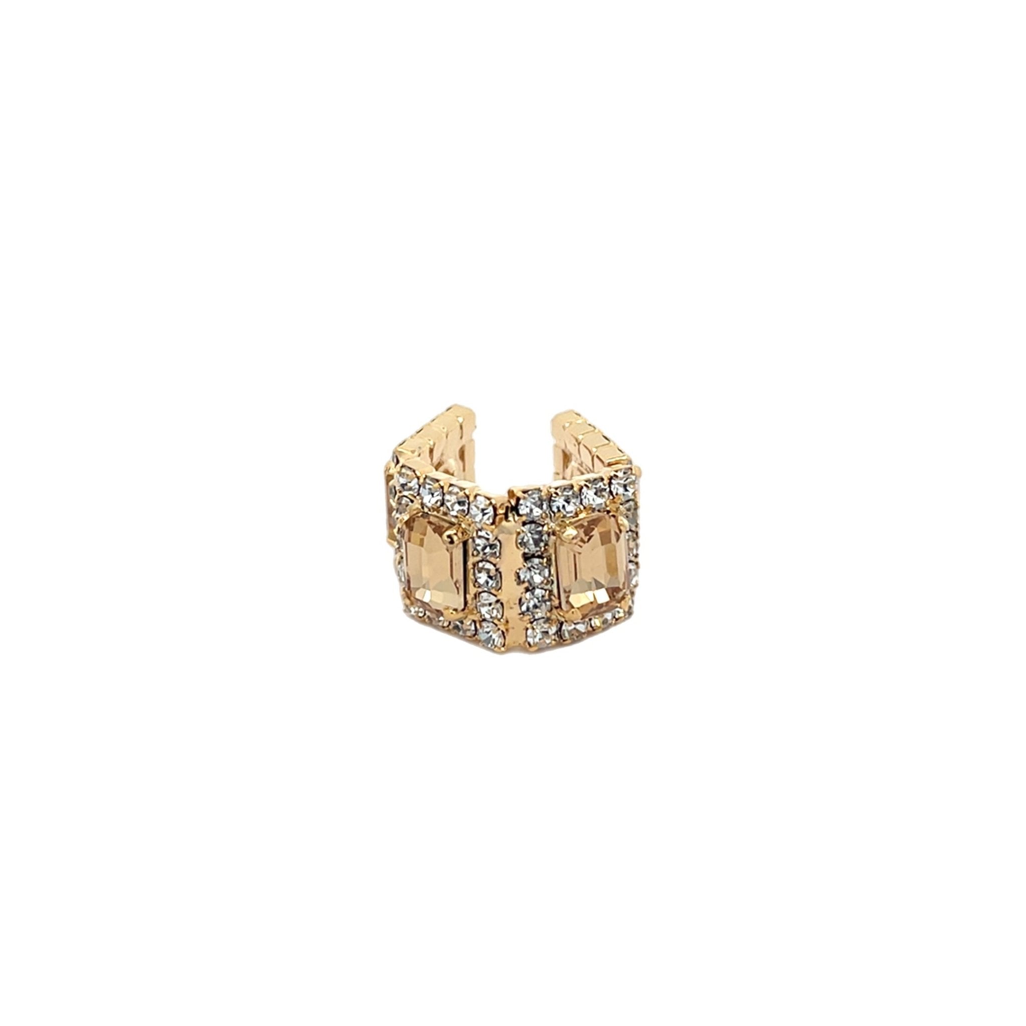 Ear Cuff Doble Cuadrados Champagne - Piedra de Toque