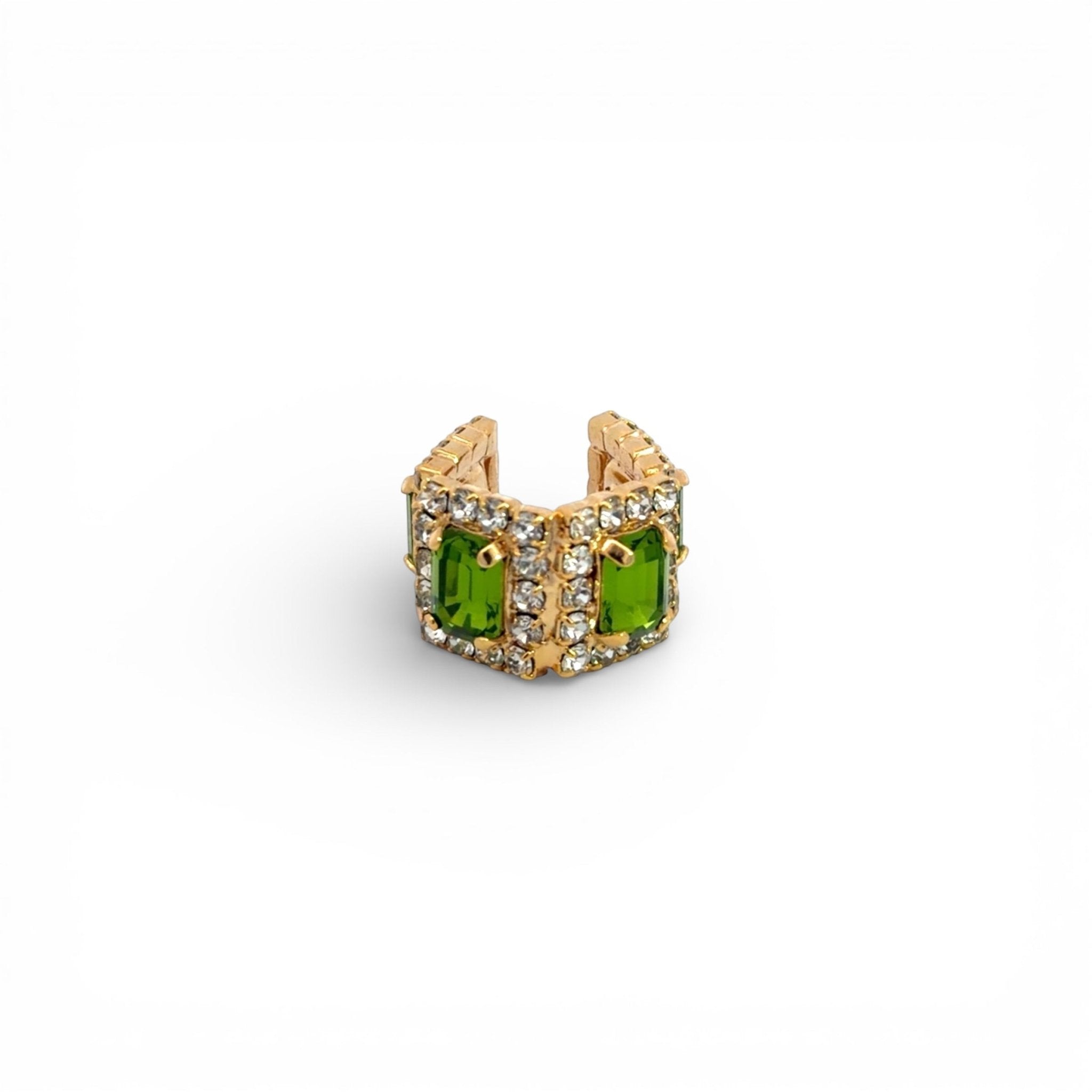 Ear Cuff Doble Cuadrados Peridot - Piedra de Toque