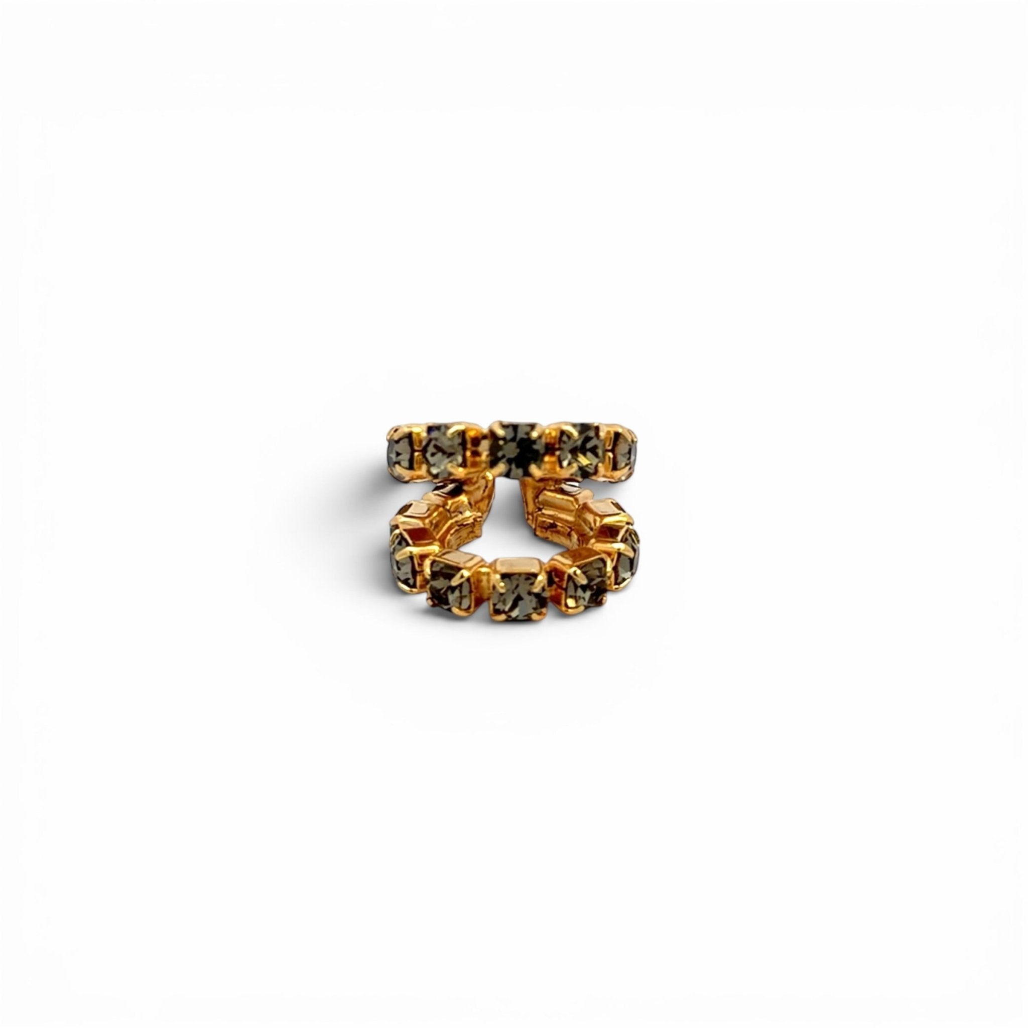 Ear Cuff Doble Mediano Diamante Negro - Piedra de Toque