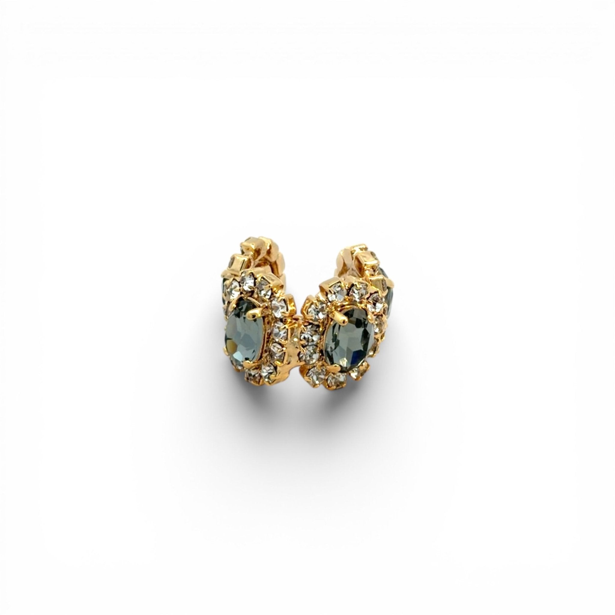 Ear Cuff Doble Óvalos Diamante Negro - Piedra de Toque