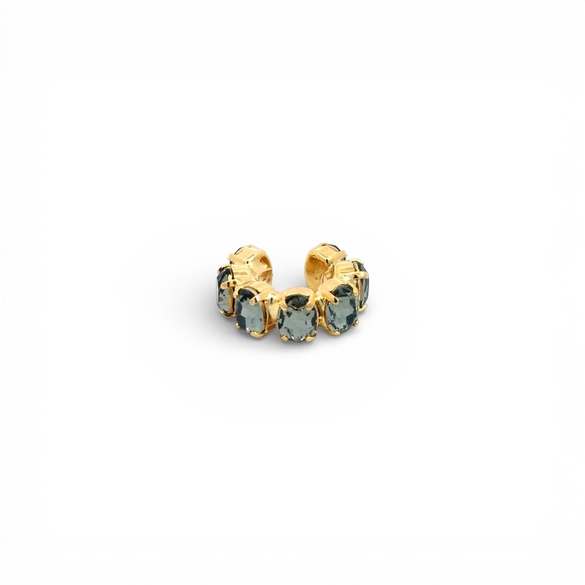 Ear Cuff Óvalos Diamante Negro - Piedra de Toque