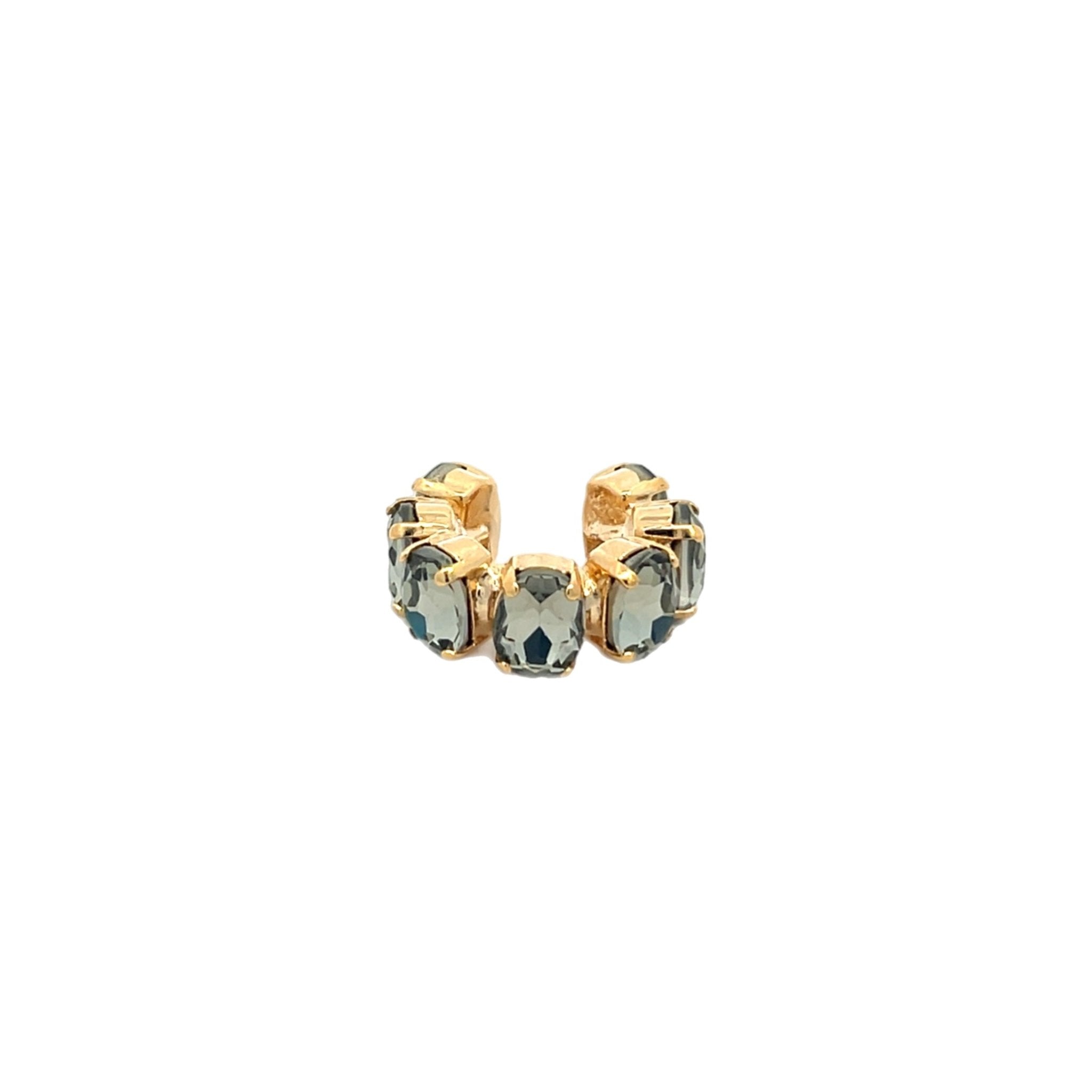 Ear Cuff Óvalos Diamante Negro - Piedra de Toque
