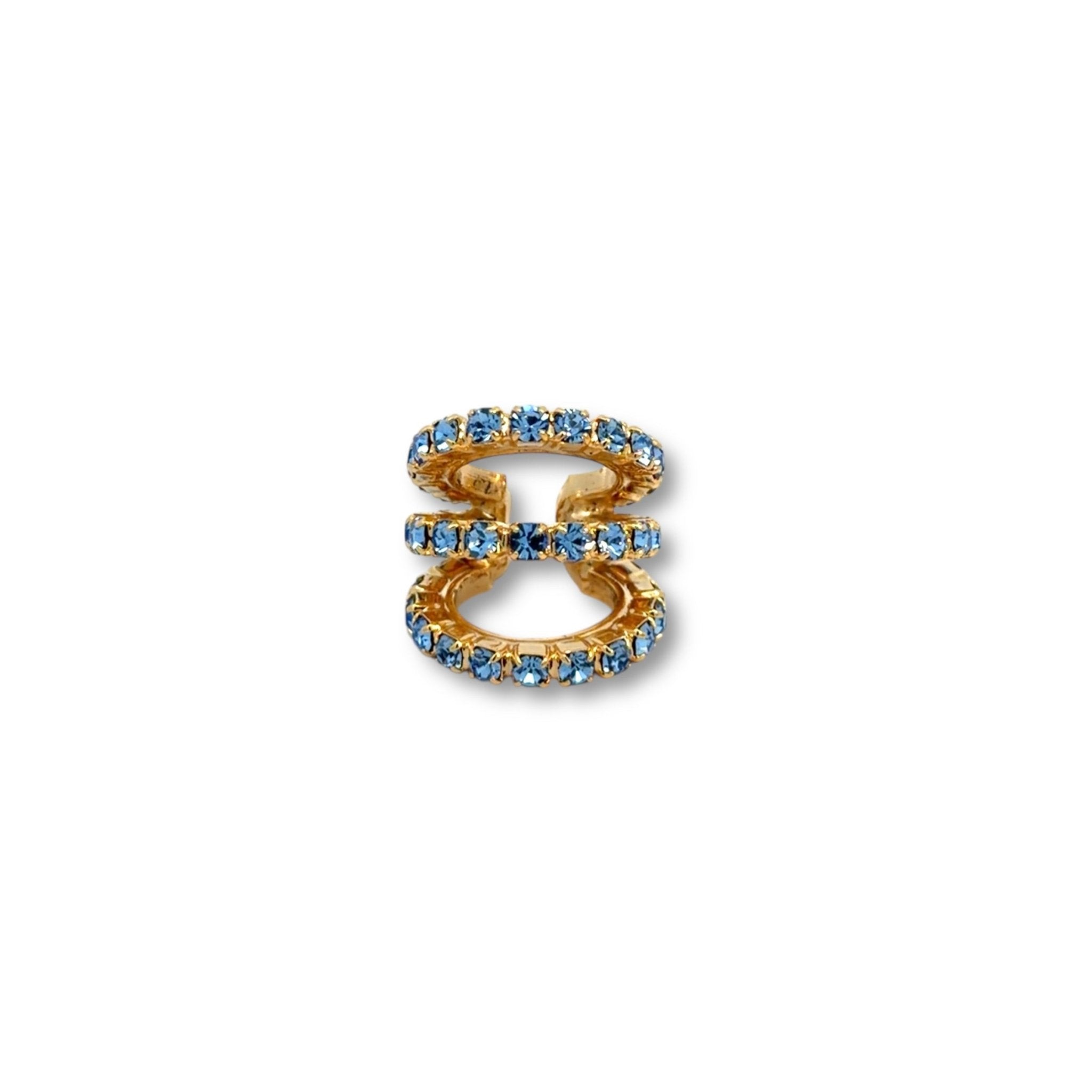 Ear Cuff Triple Zafiro Azul - Piedra de Toque