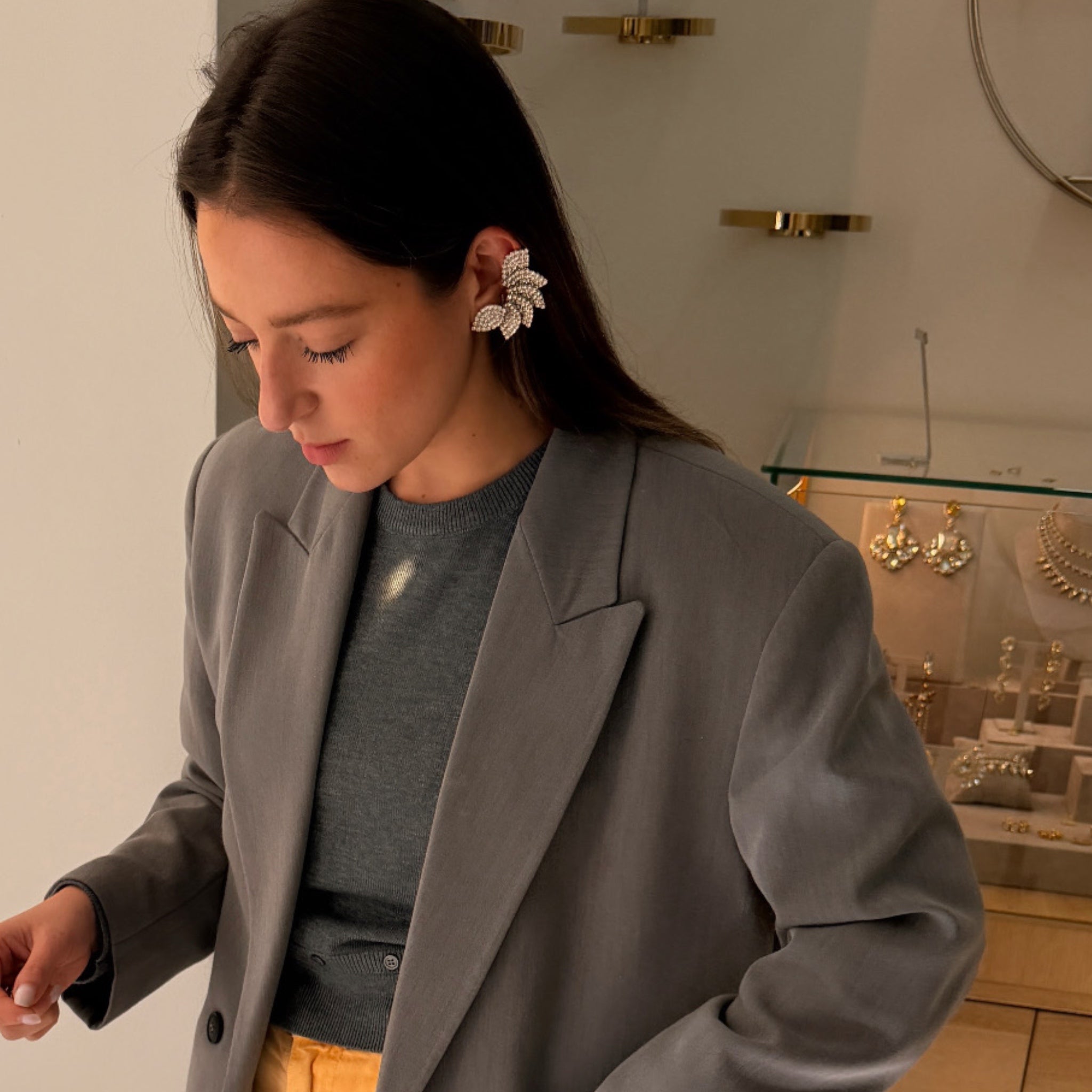 Pendiente Trepador Abanico Orgánico - Piedra de Toque