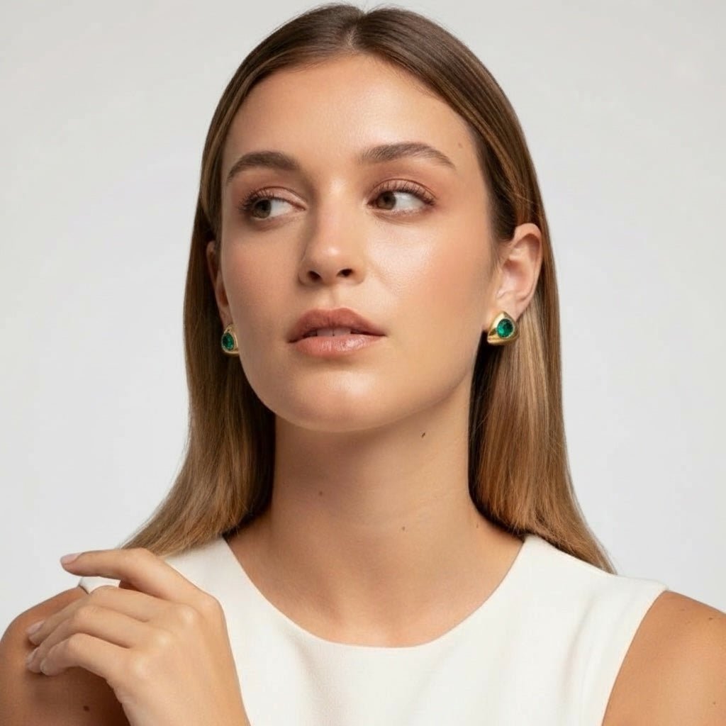 Pendiente Triangular Esmeralda - Piedra de Toque