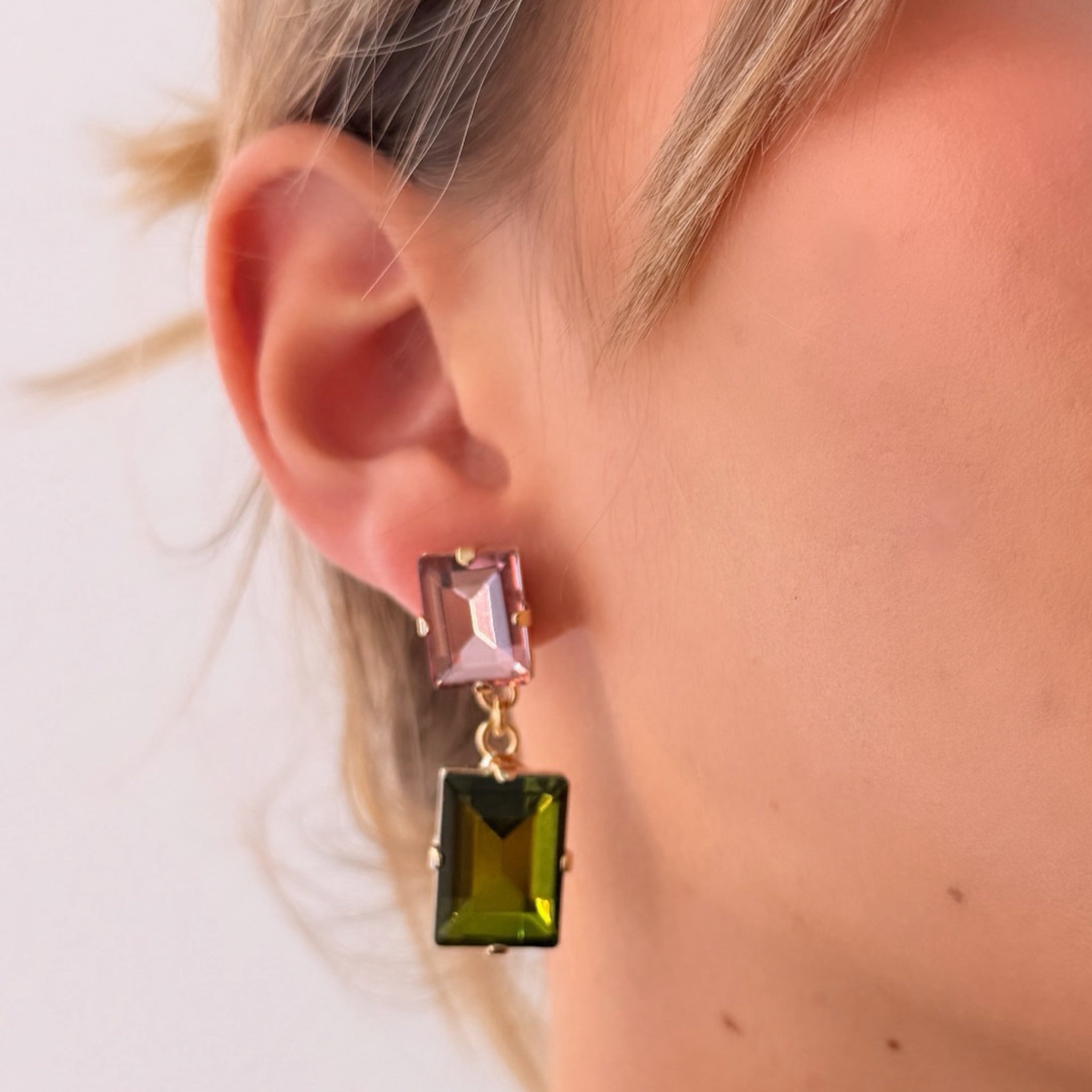 Pendientes Amatista y Verde Olivo - Piedra de Toque