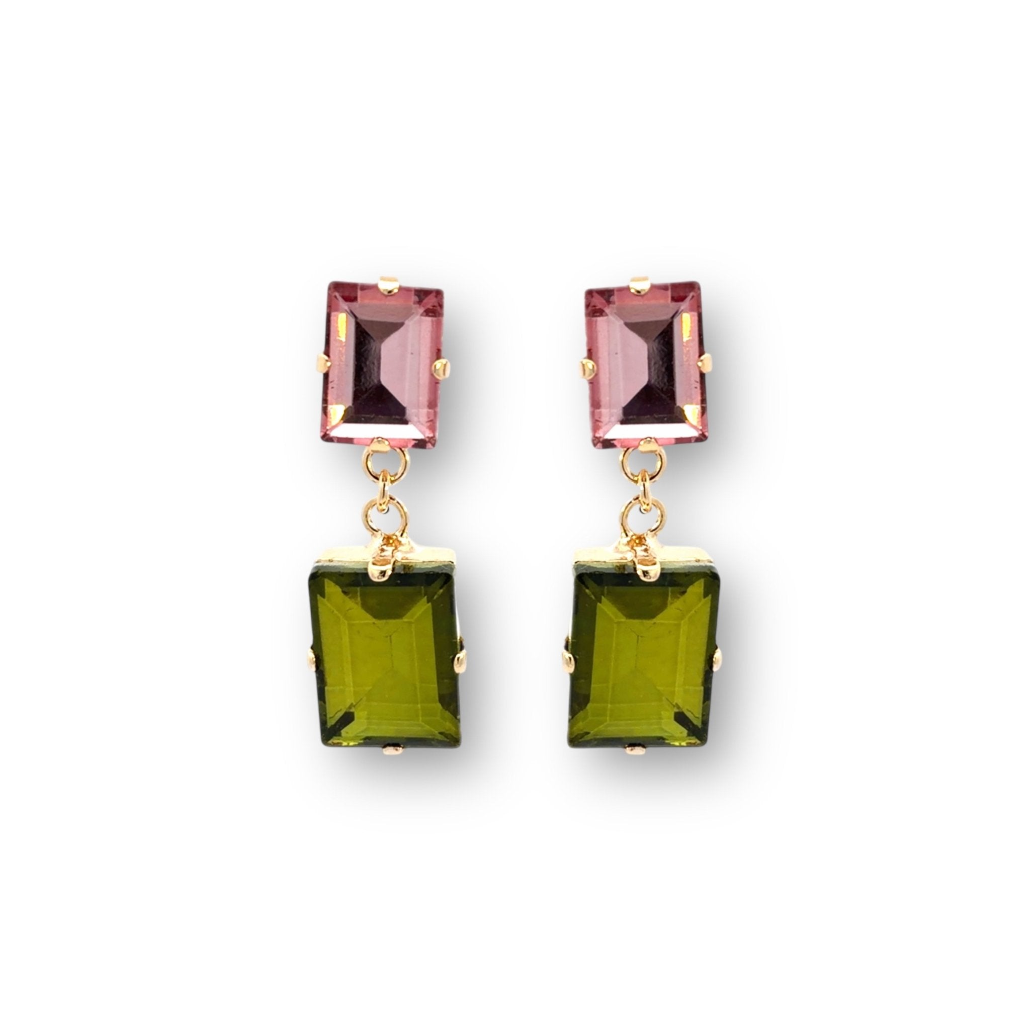 Pendientes Amatista y Verde Olivo - Piedra de Toque