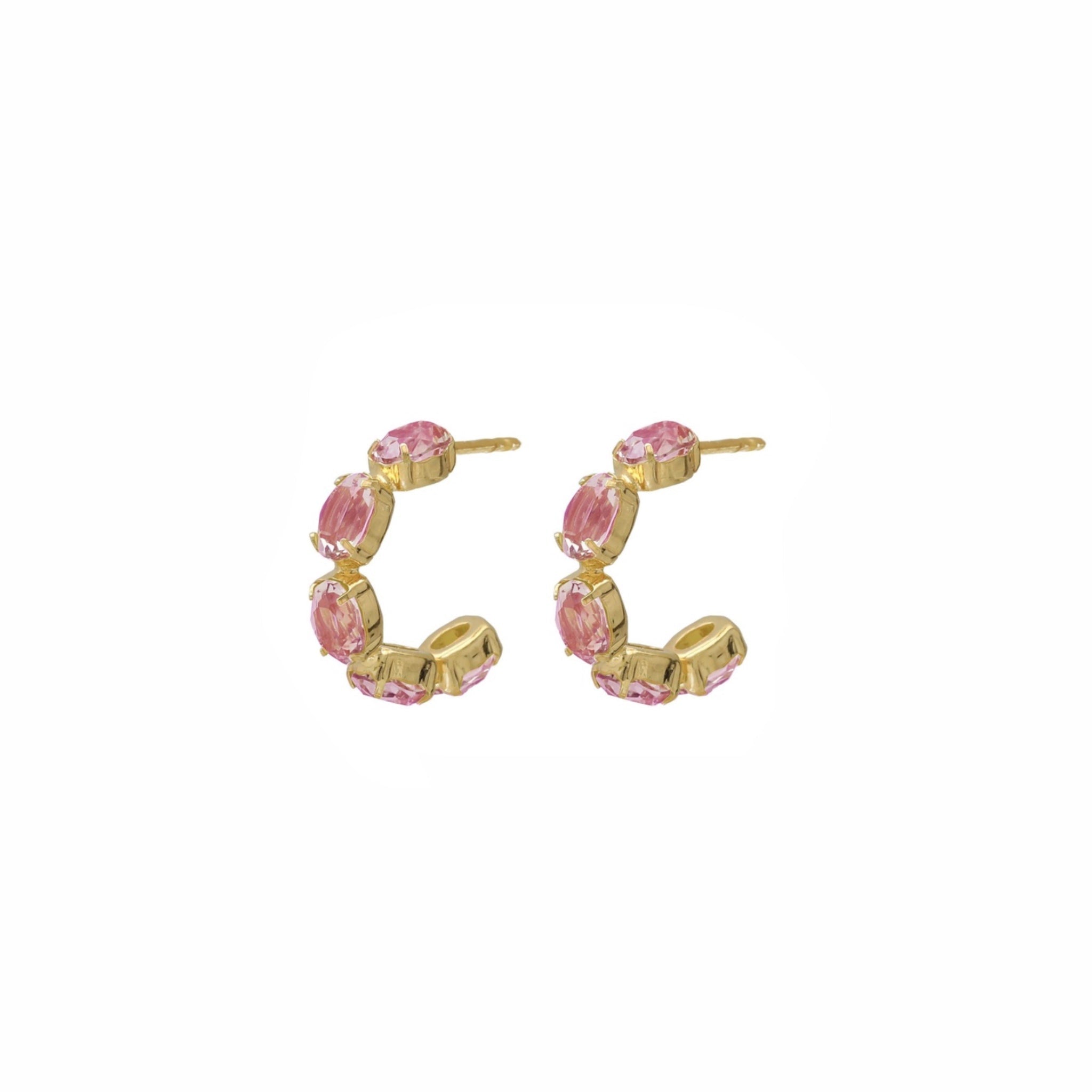 Pendientes Aro Abierto Rosa - Piedra de Toque