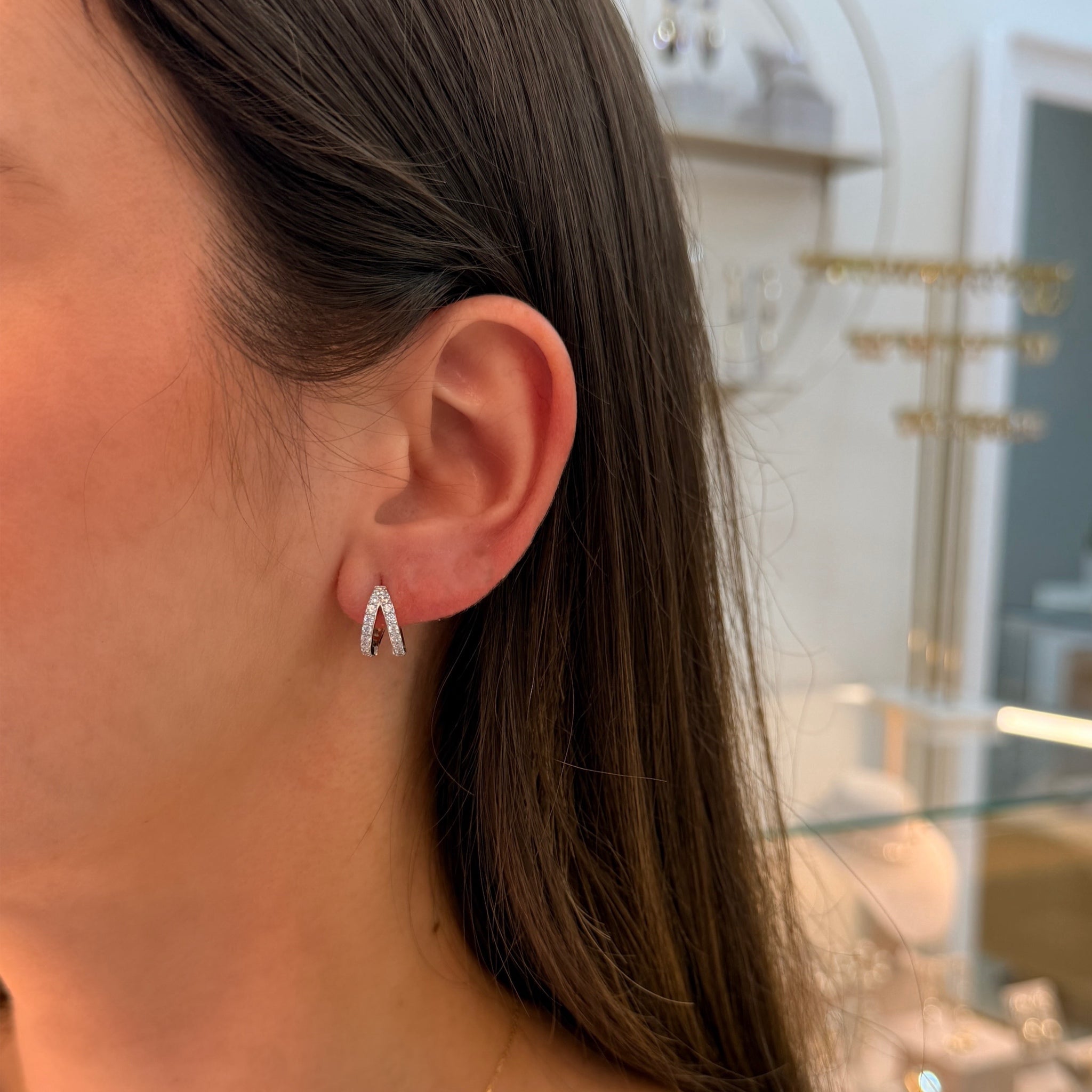 Pendientes Aro Doble con Circonitas Plata - Piedra de Toque