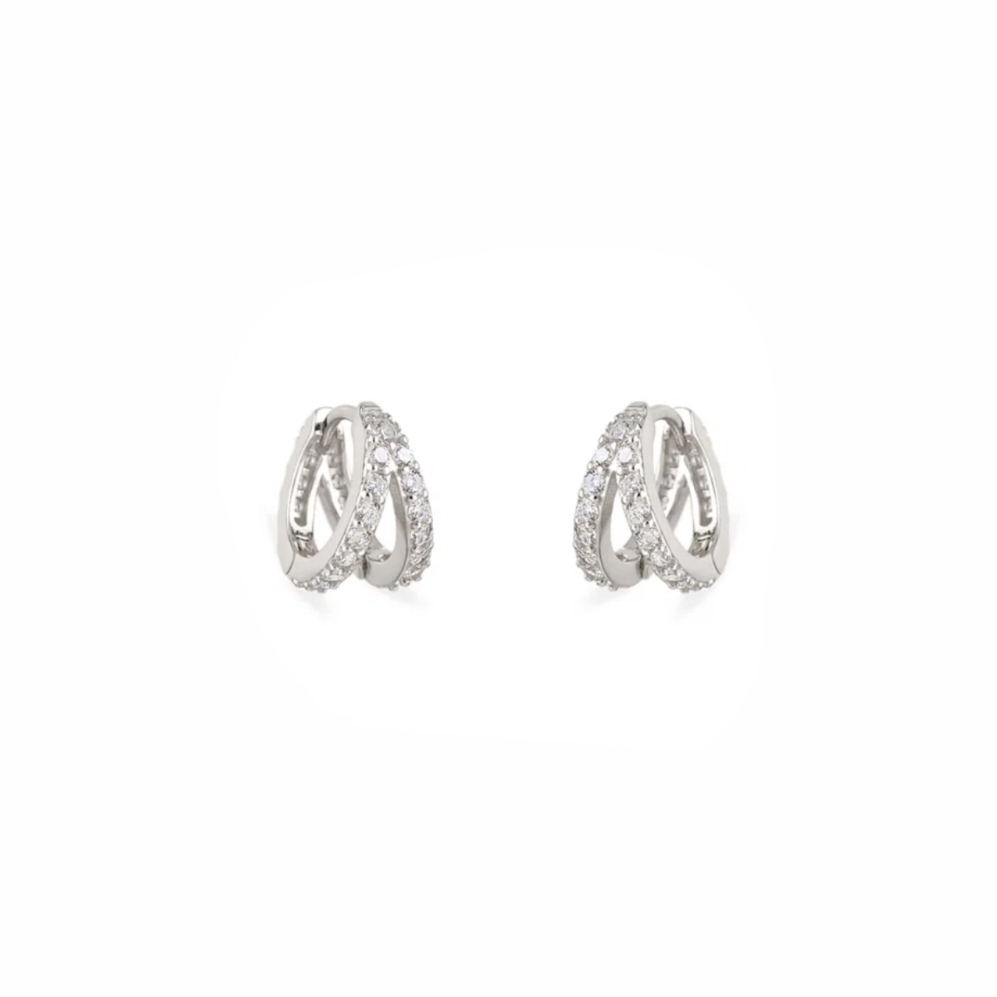 Pendientes Aro Doble con Circonitas Plata - Piedra de Toque