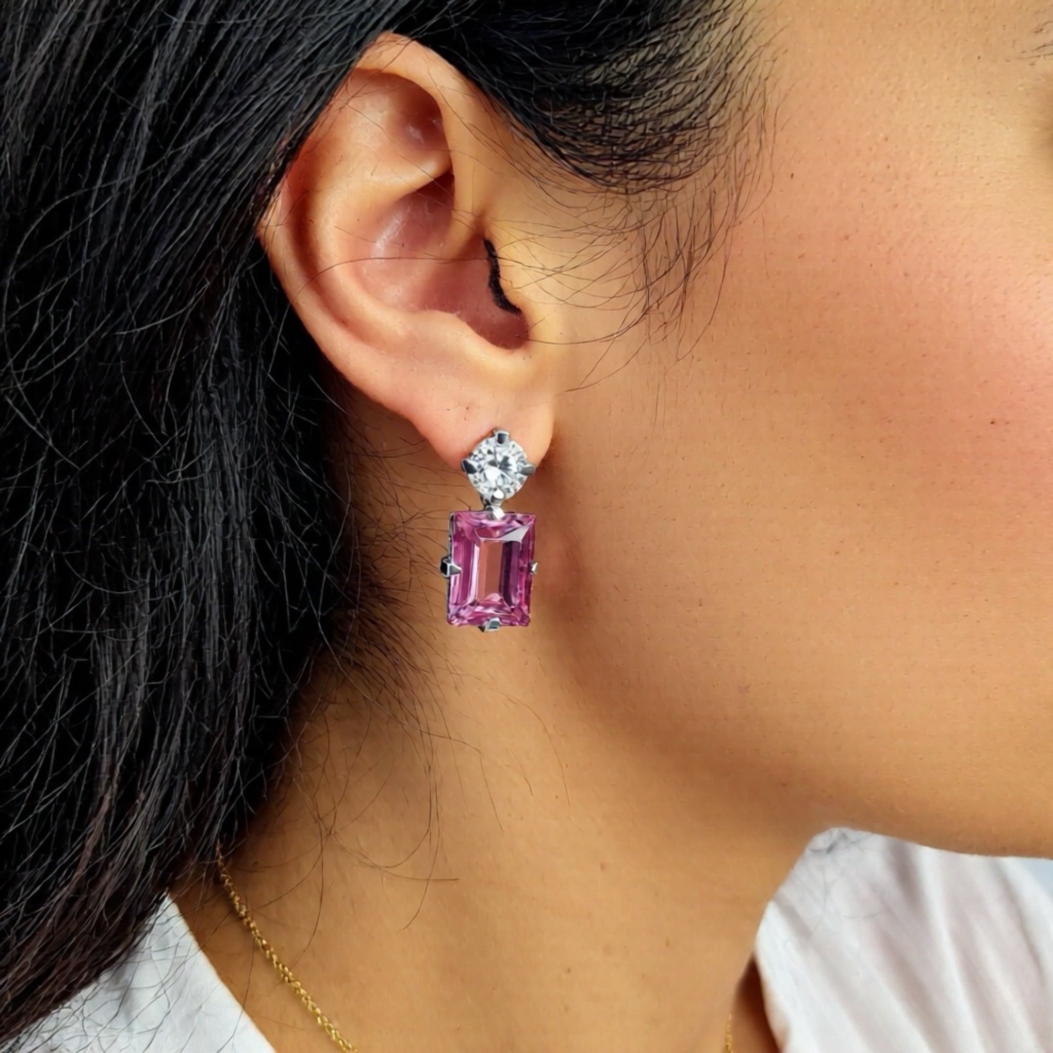 Pendientes Burdeos y Blanco - Piedra de Toque