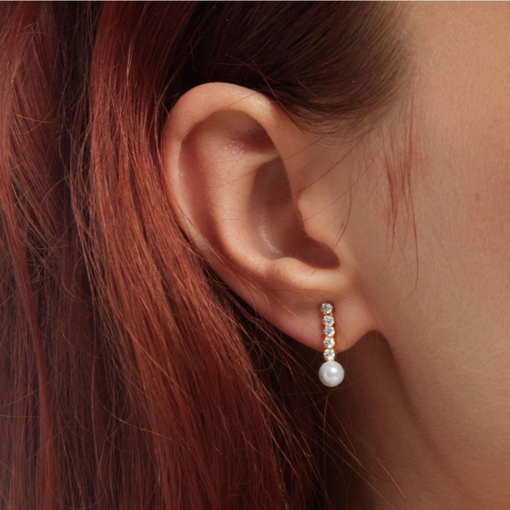 Pendientes Cascada Cristales y Perla - Piedra de Toque