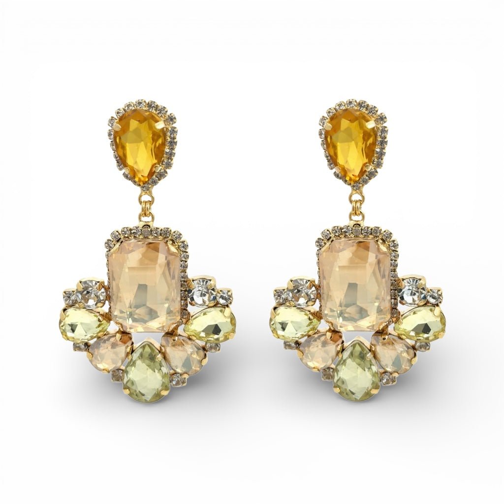 Pendientes Chandelier Tonos de Topacio y Amarillo - Piedra de Toque