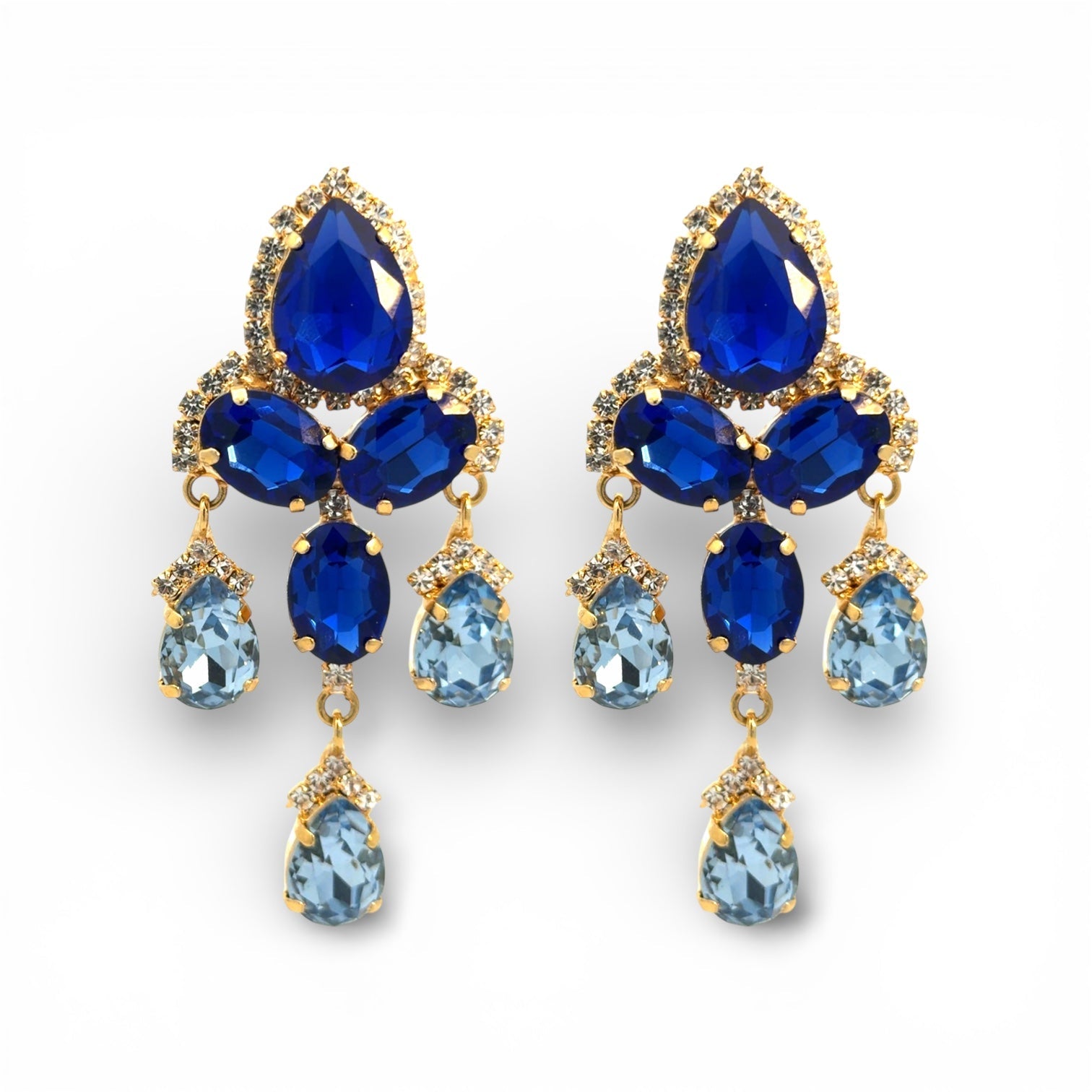 Pendientes Chandelier Zafiro Claro y Oscuro - Piedra de Toque