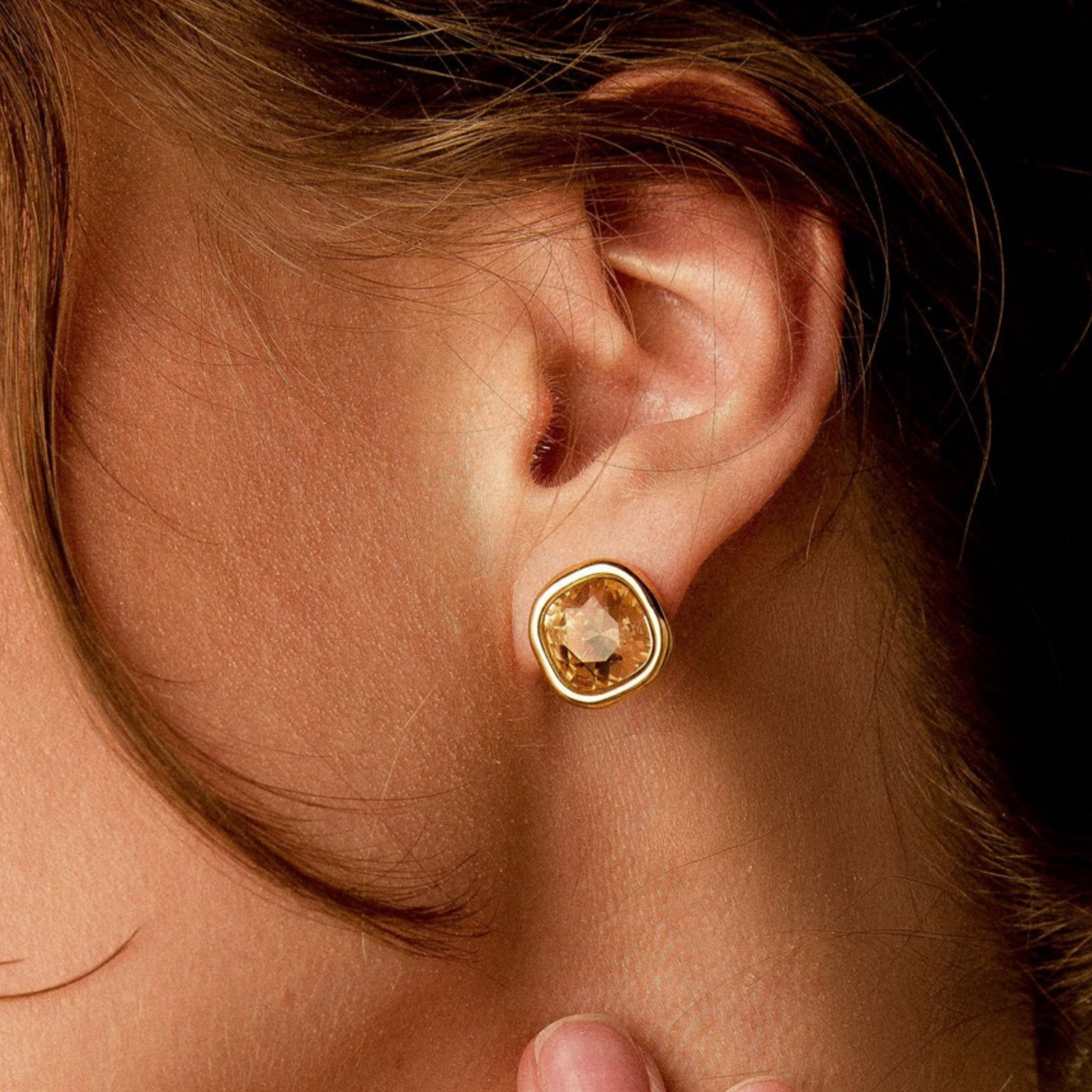 Pendientes Cristal Amatista Cuadrado - Piedra de Toque