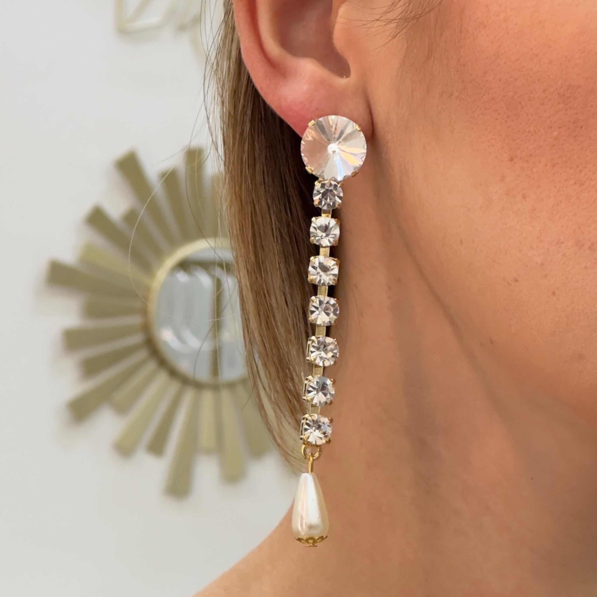 Pendientes Cristales y Perla - Piedra de Toque