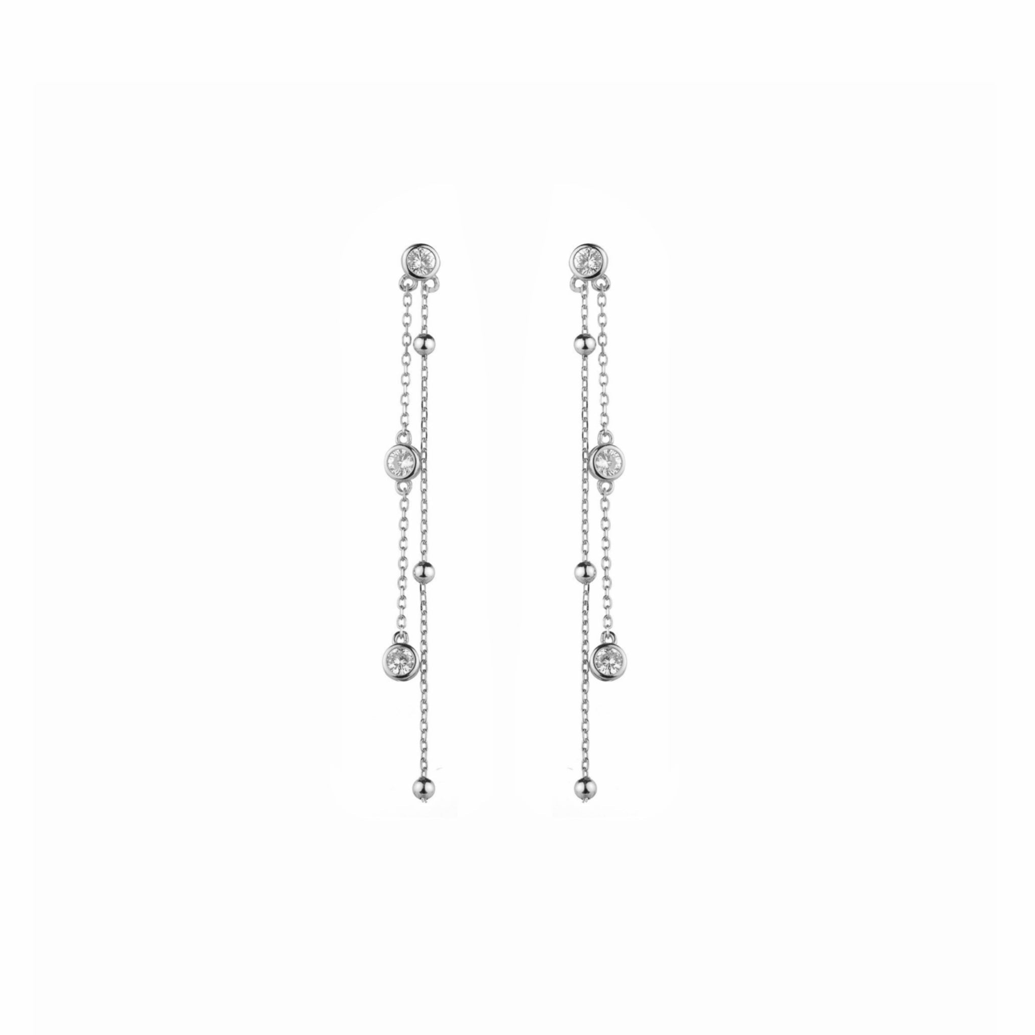 Pendientes Doble Cadena Plata - Piedra de Toque