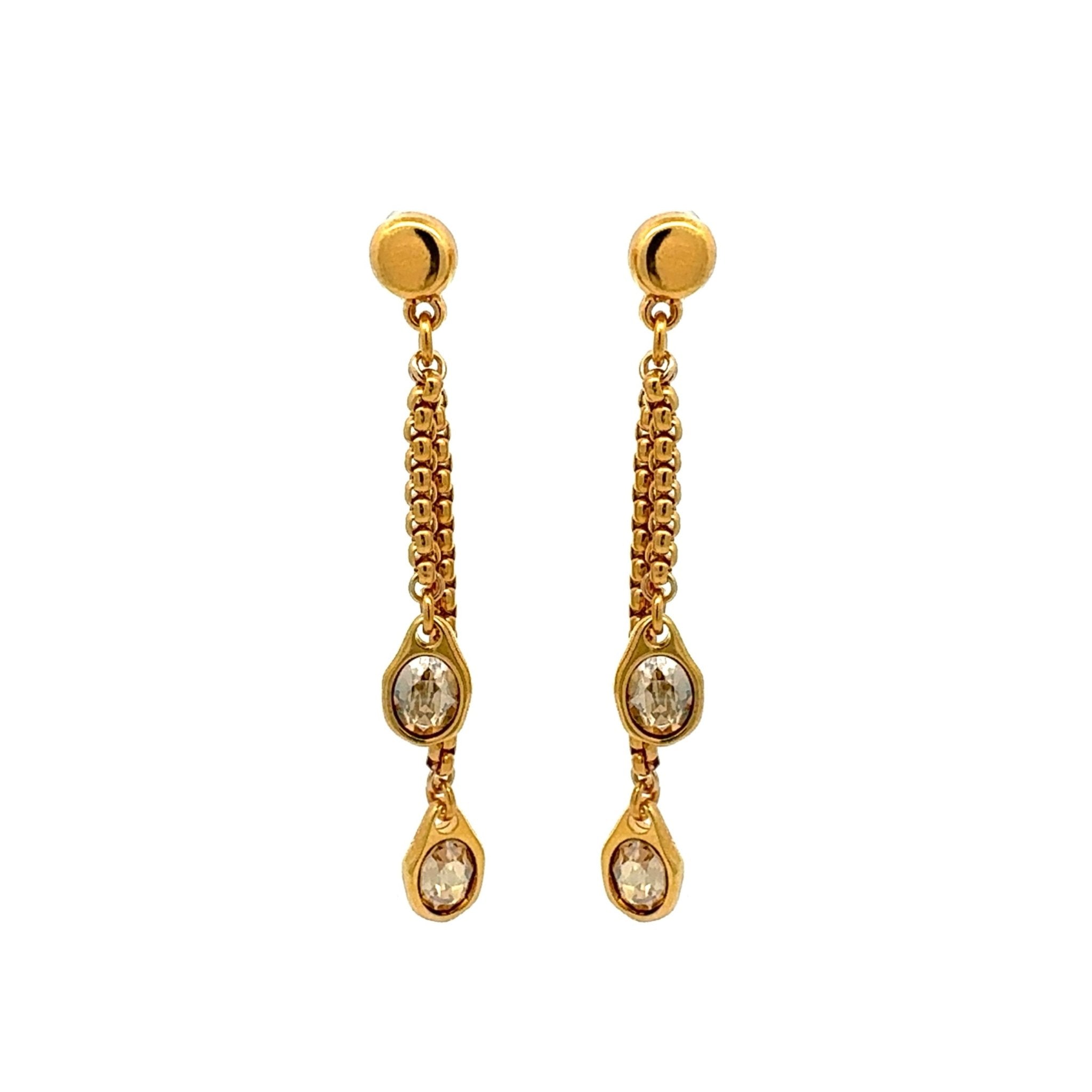 Pendientes Dúo Cristal Oro - Piedra de Toque