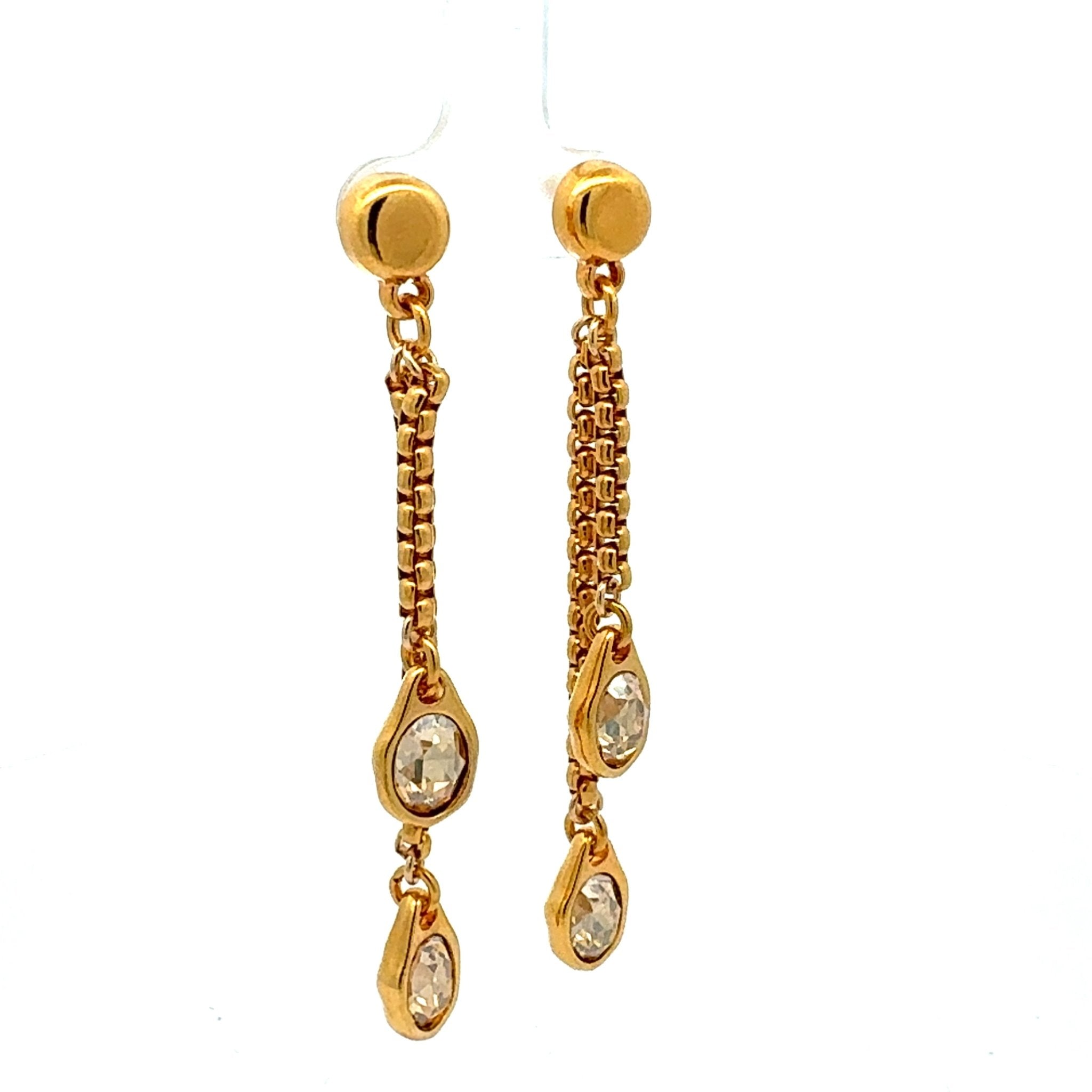 Pendientes Dúo Cristal Oro - Piedra de Toque