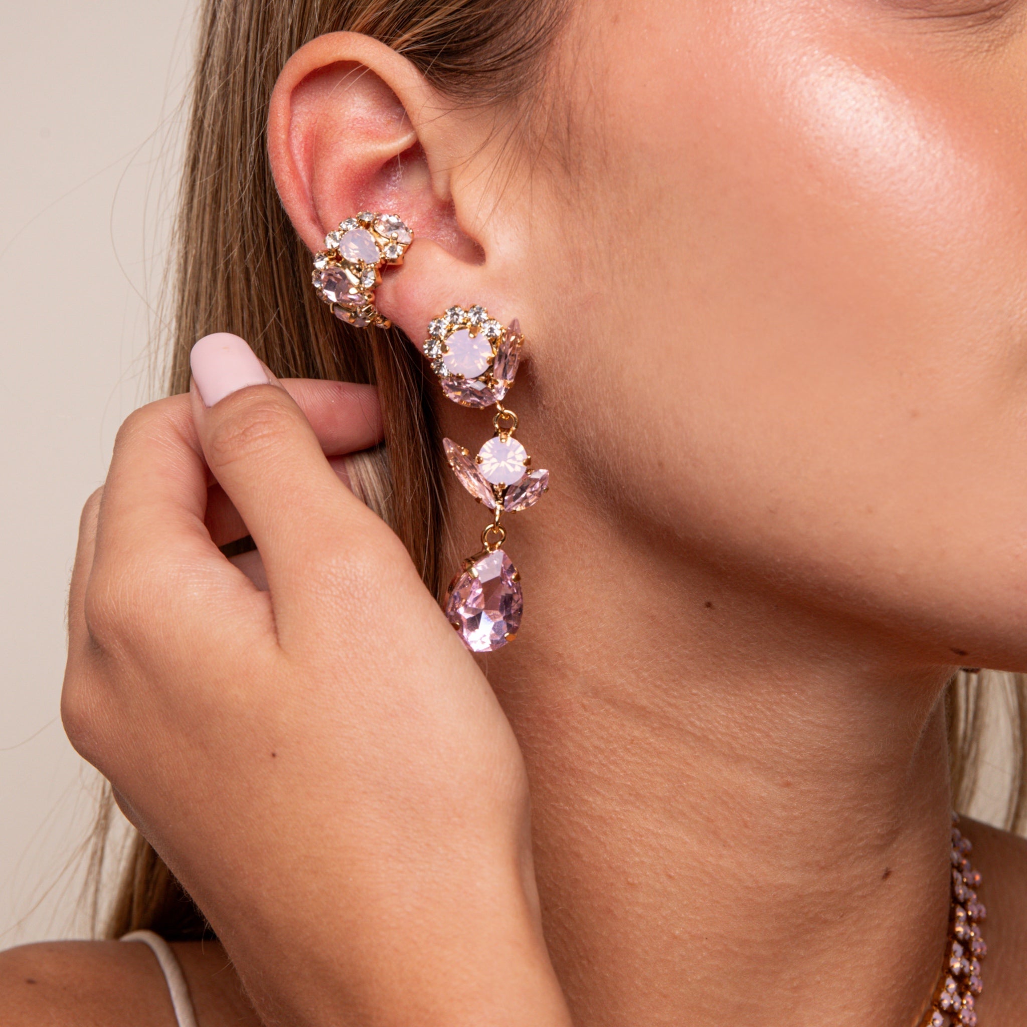 Pendientes Flores Rosadas - Piedra de Toque