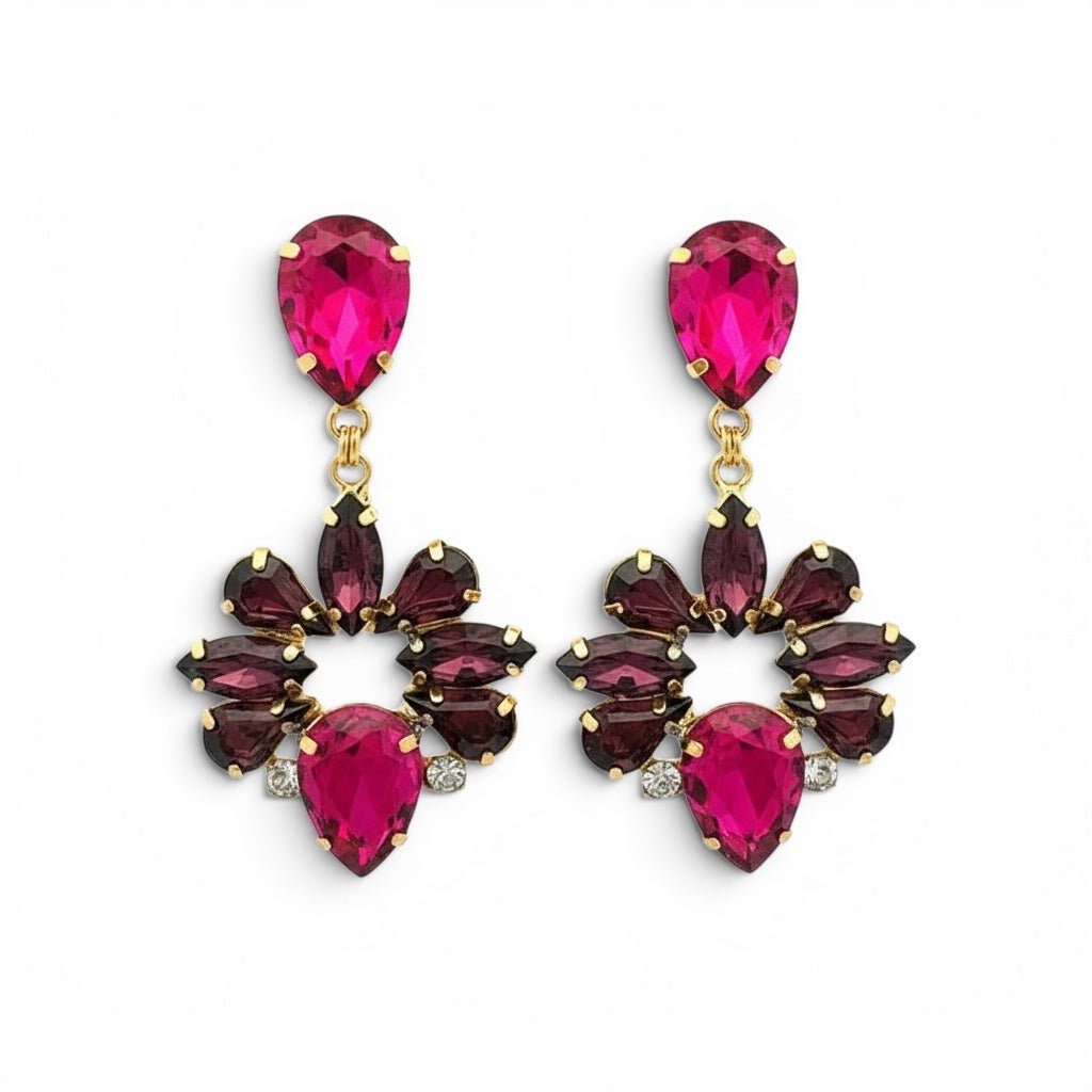 Pendientes Gota Coronada Rosa - Piedra de Toque