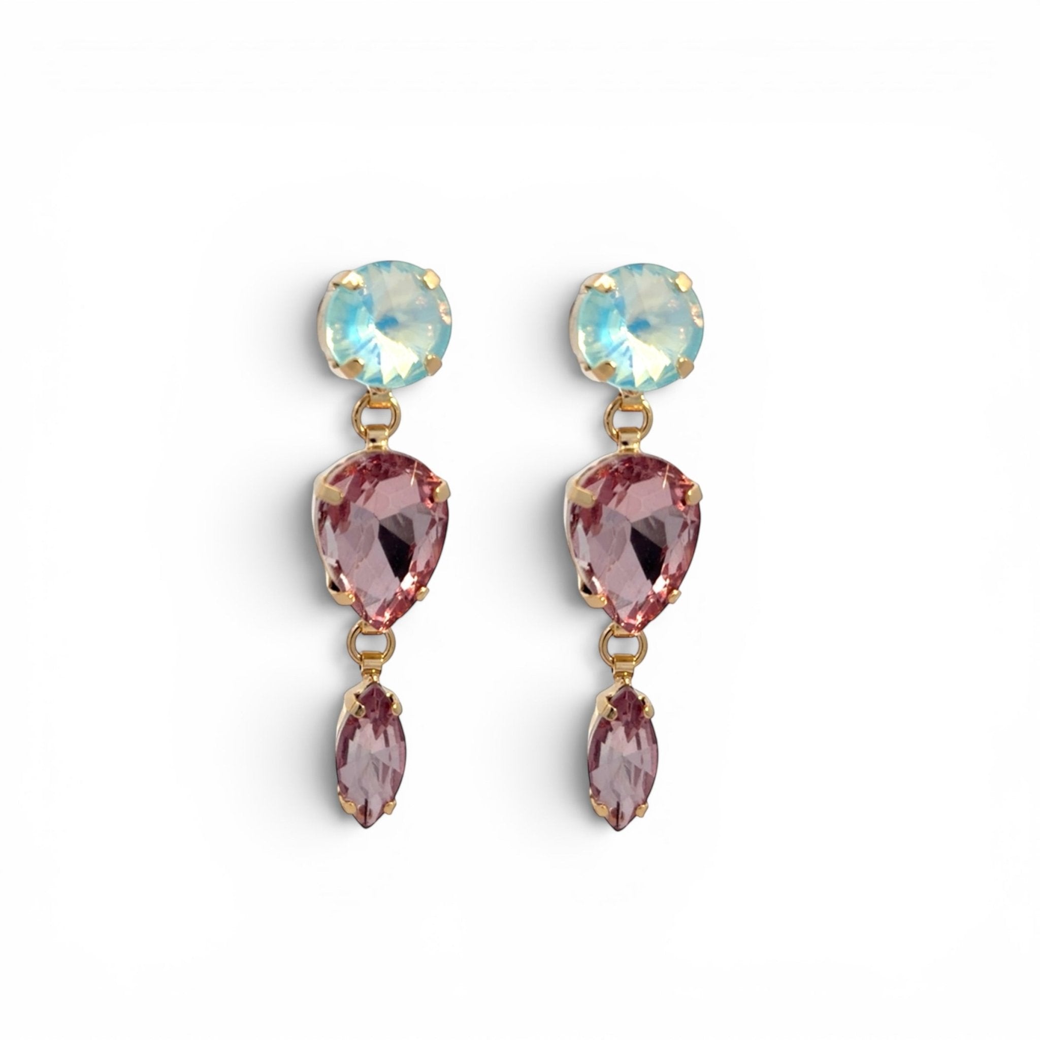 Pendientes Gotas Aguamarina y Violeta - Piedra de Toque