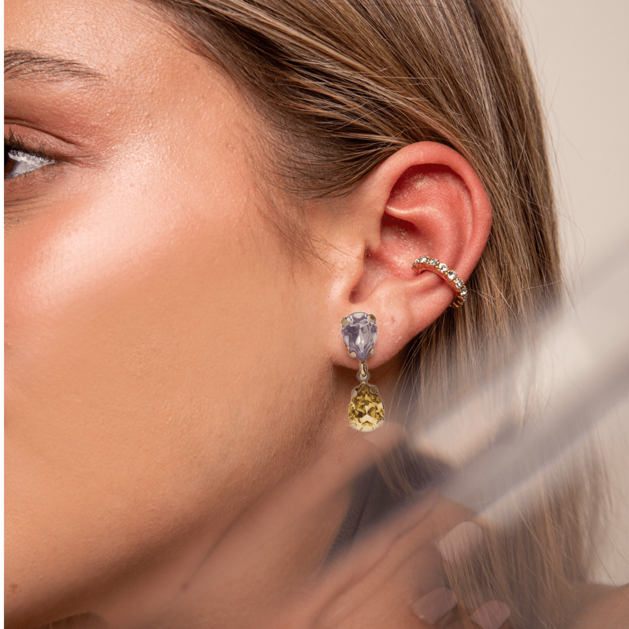 Pendientes Gotas Amatista Clara y Champagne - Piedra de Toque