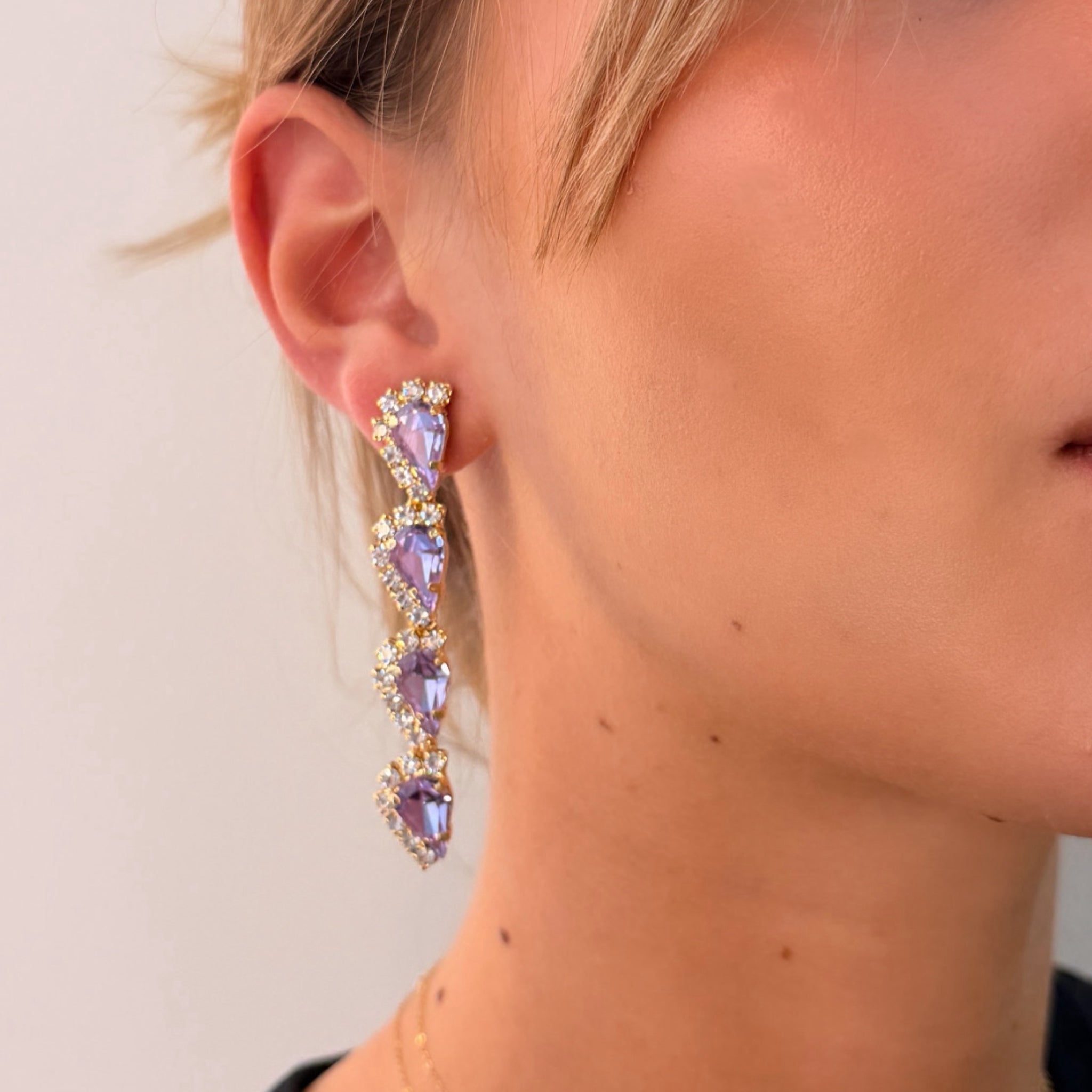 Pendientes Gotas Largas Violeta - Piedra de Toque