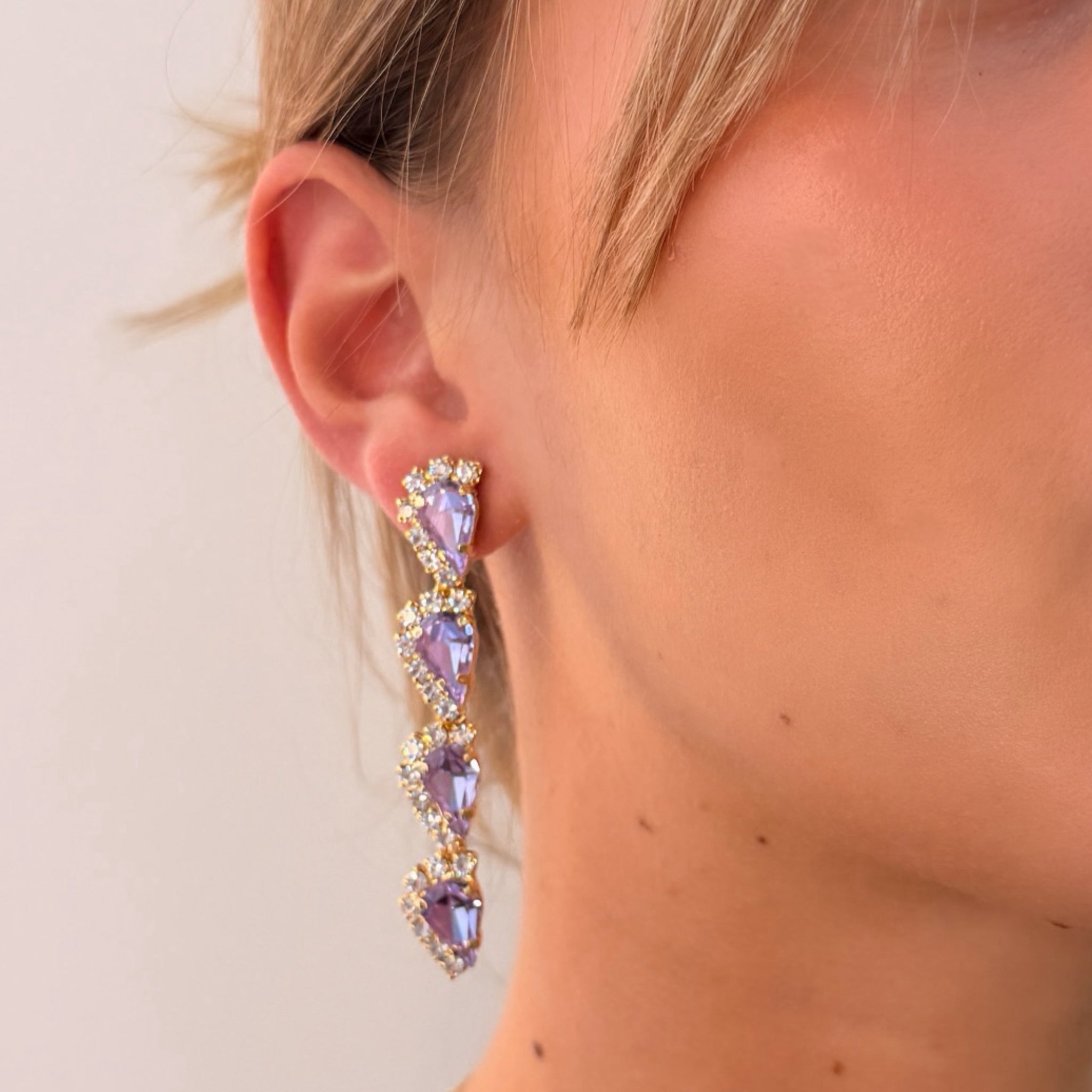 Pendientes Gotas Largas Violeta - Piedra de Toque