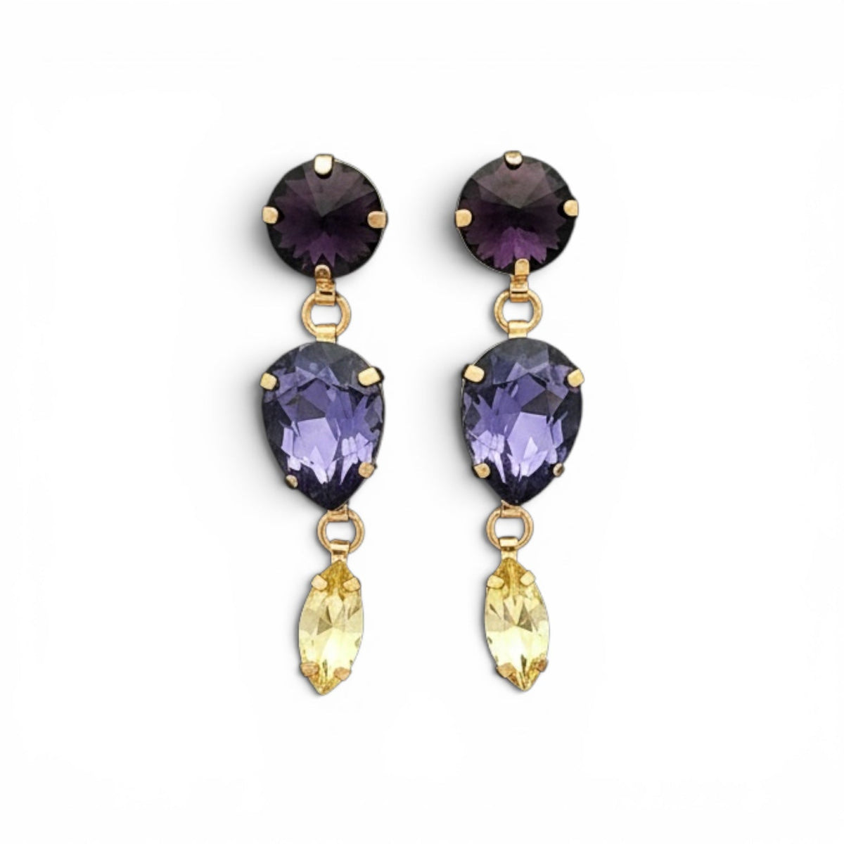 Pendientes Gotas Moradas y Amarilla - Piedra de Toque