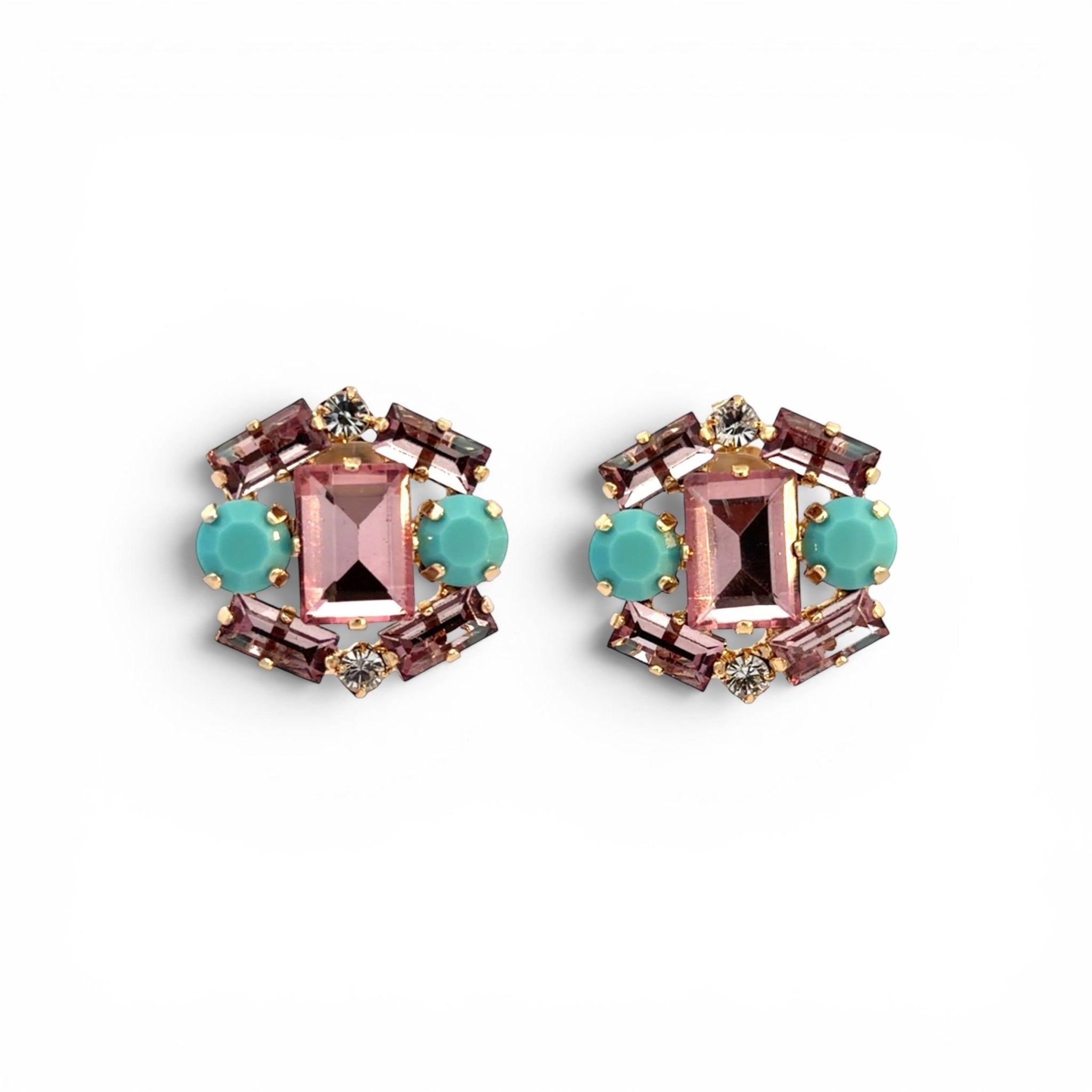 Pendientes Hexagonales Violeta y Turquesa - Piedra de Toque