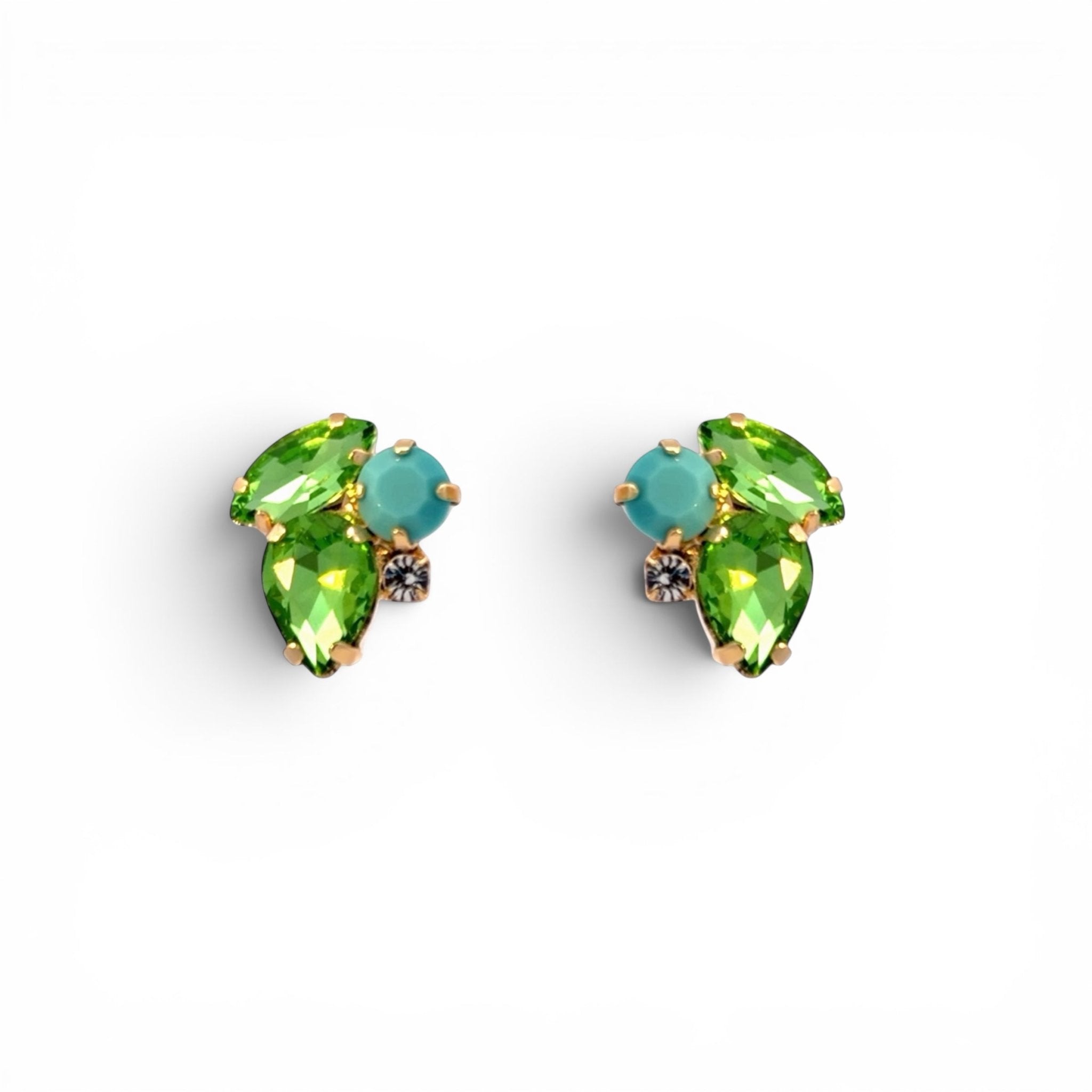 Pendientes Hoja Peridot y Turquesa - Piedra de Toque
