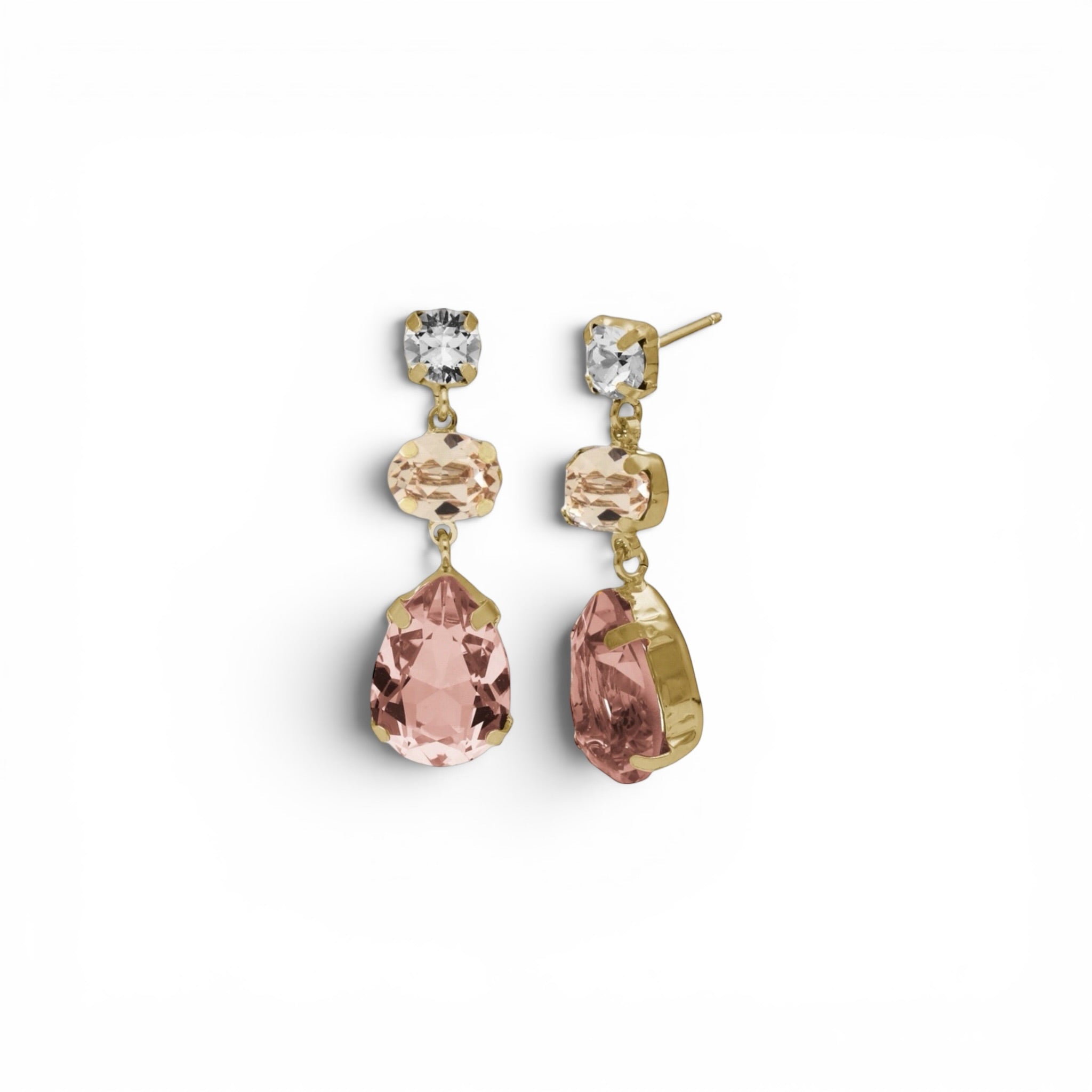Pendientes Lágrima Rosa Cristal - Piedra de Toque
