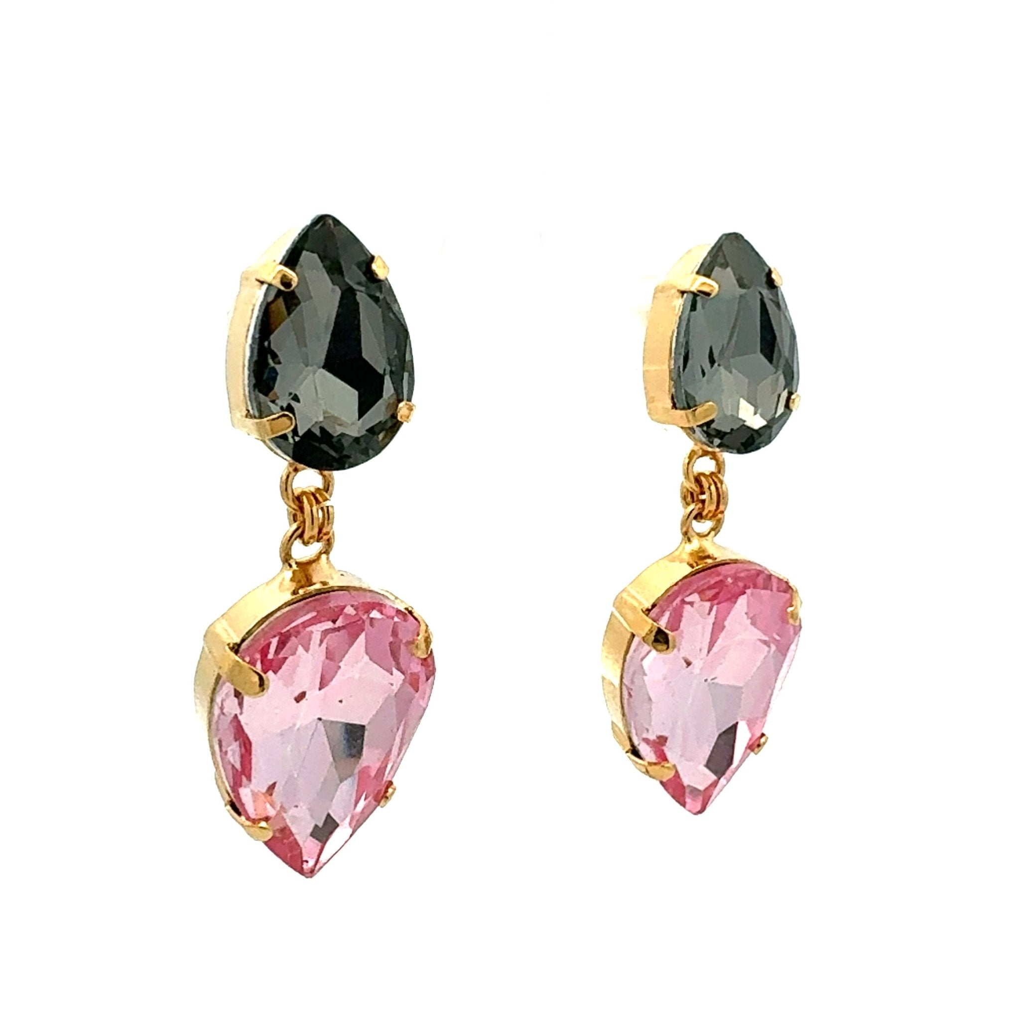 Pendientes Lágrimas Diamante Negro y Rosa Palo - Piedra de Toque