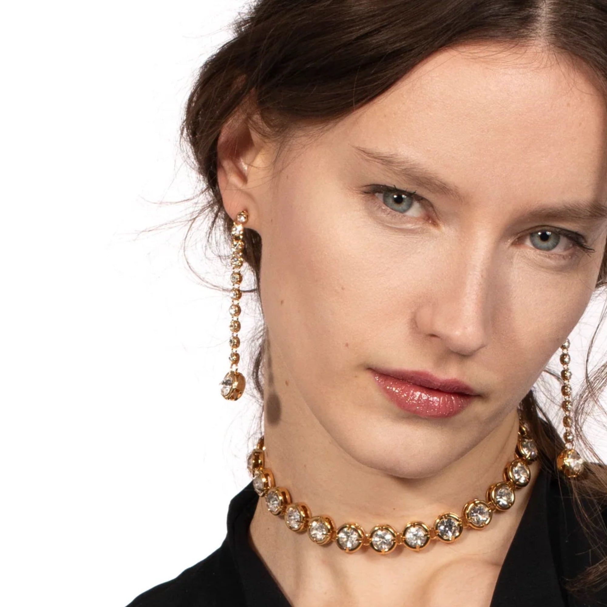 Pendientes Largos con Cristales Plata - Piedra de Toque